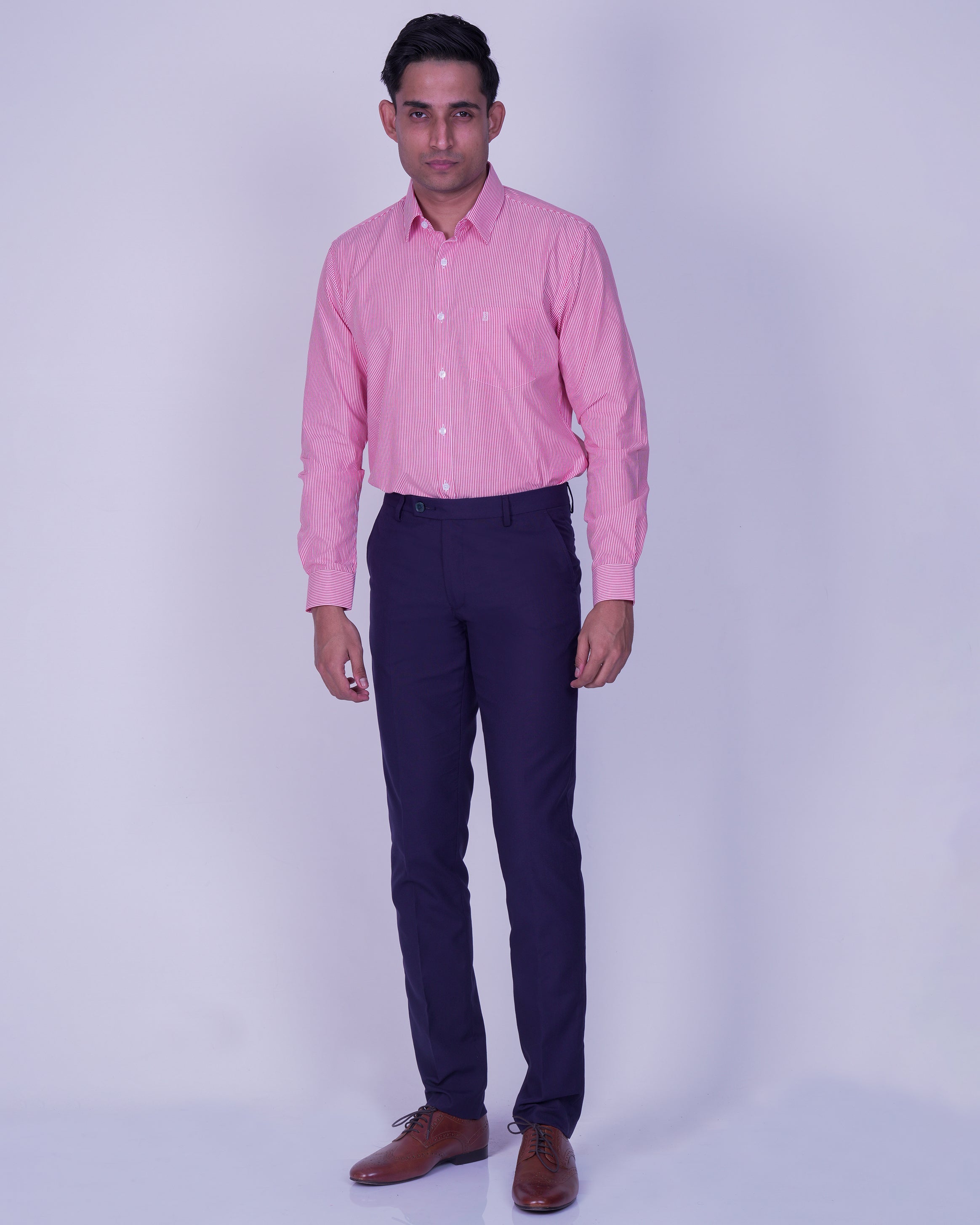 Emerald Corporate Narrow London Stripe Slim Fit-Scarlet