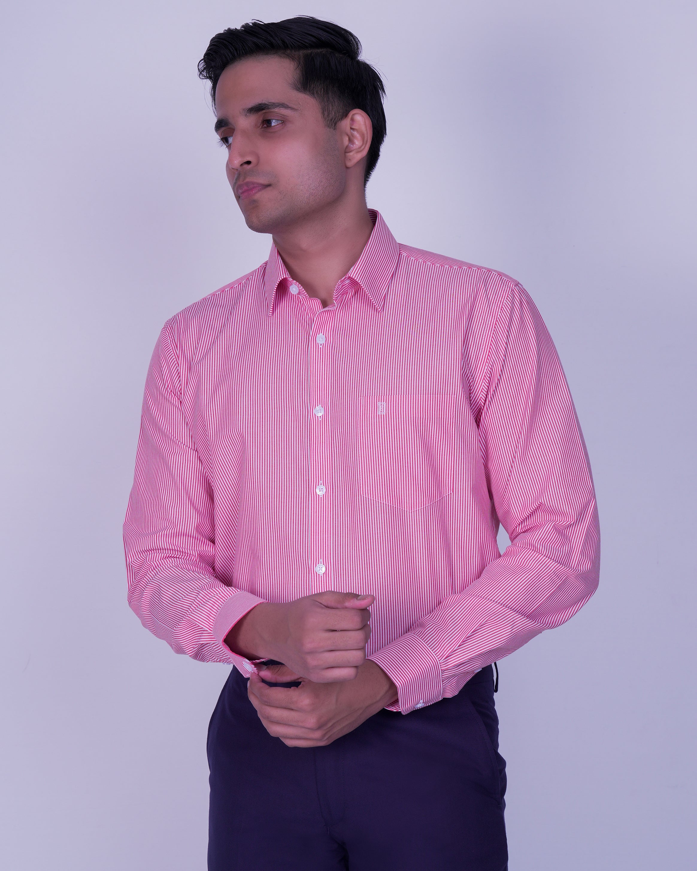 Emerald Corporate Narrow London Stripe Slim Fit-Scarlet