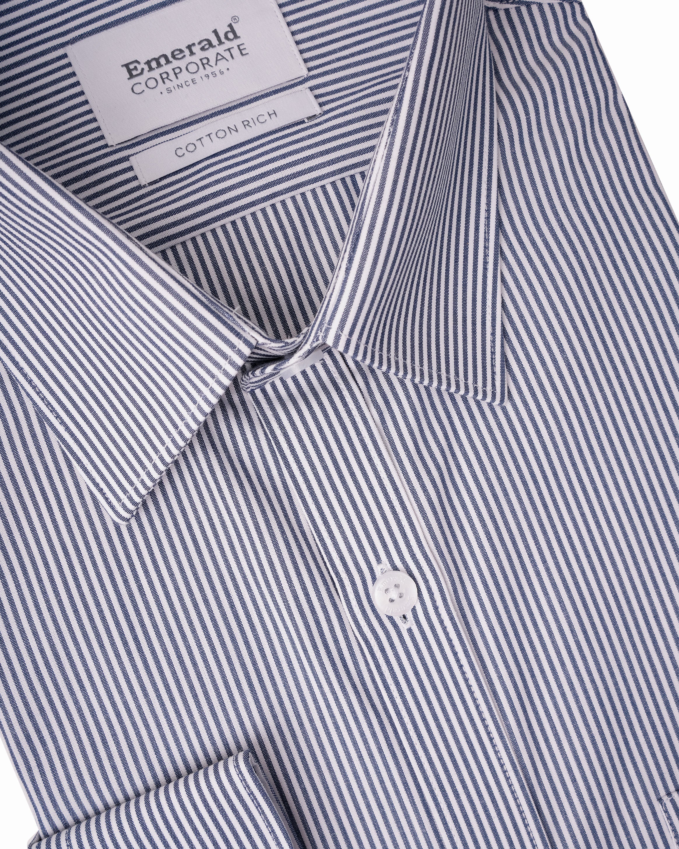 Emerald Corporate Narrow London Stripe Slim Fit - Blue Depths