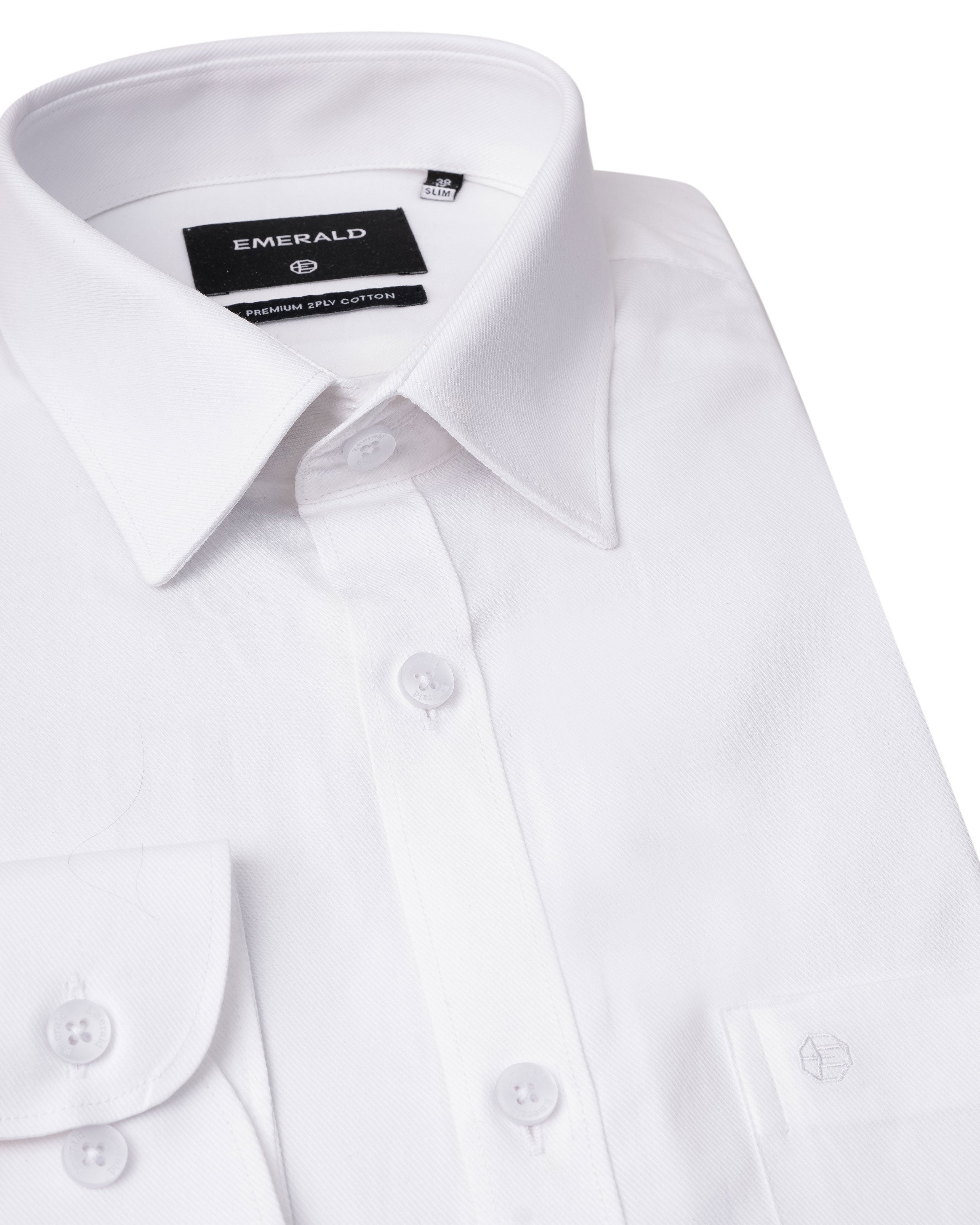 Emerald Formal Plain Slim Fit - White