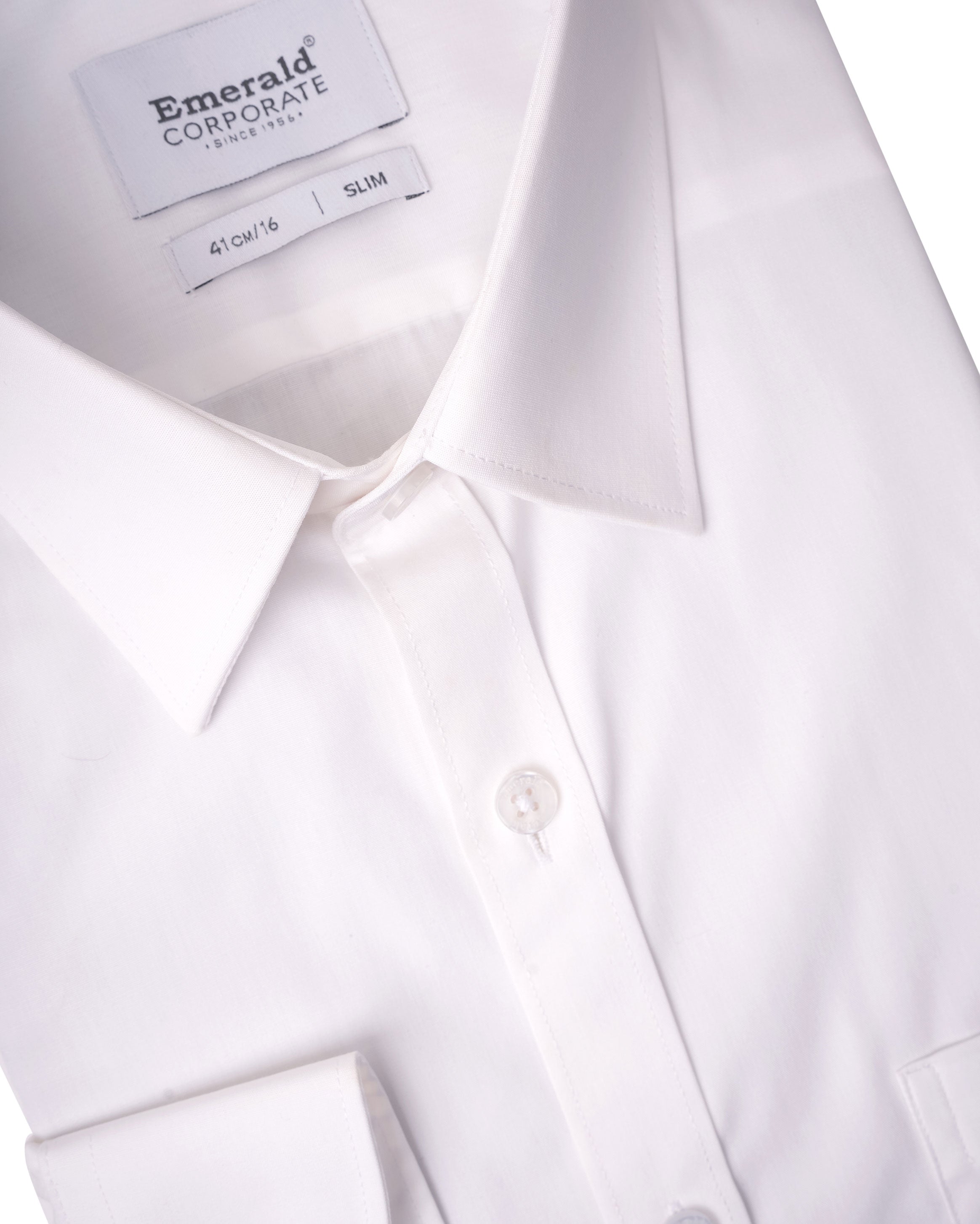 Emerald Corporate Active Kleen Plain Slim Fit - White