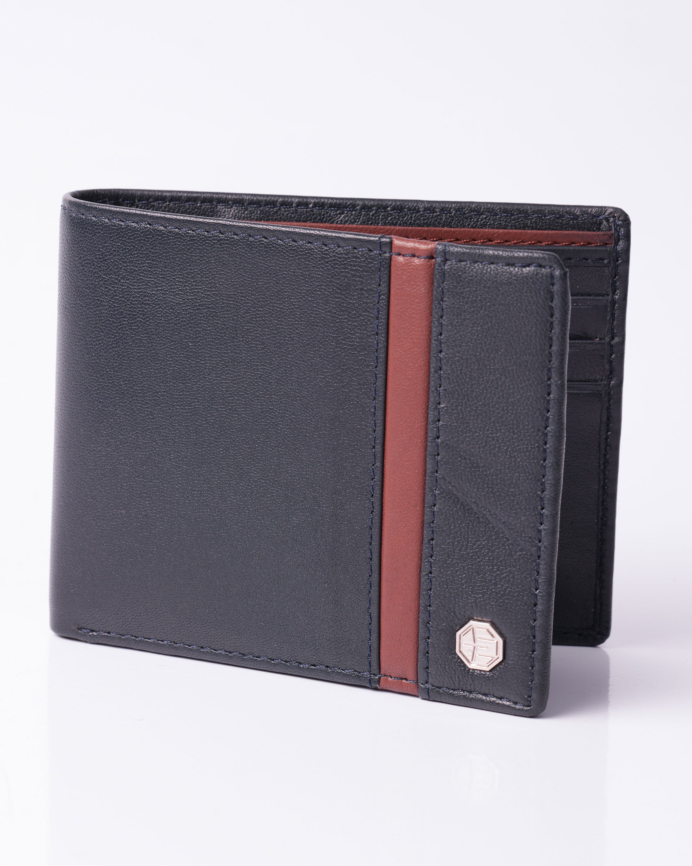 Emerald BI-Fold Wallet- Blue & Brown