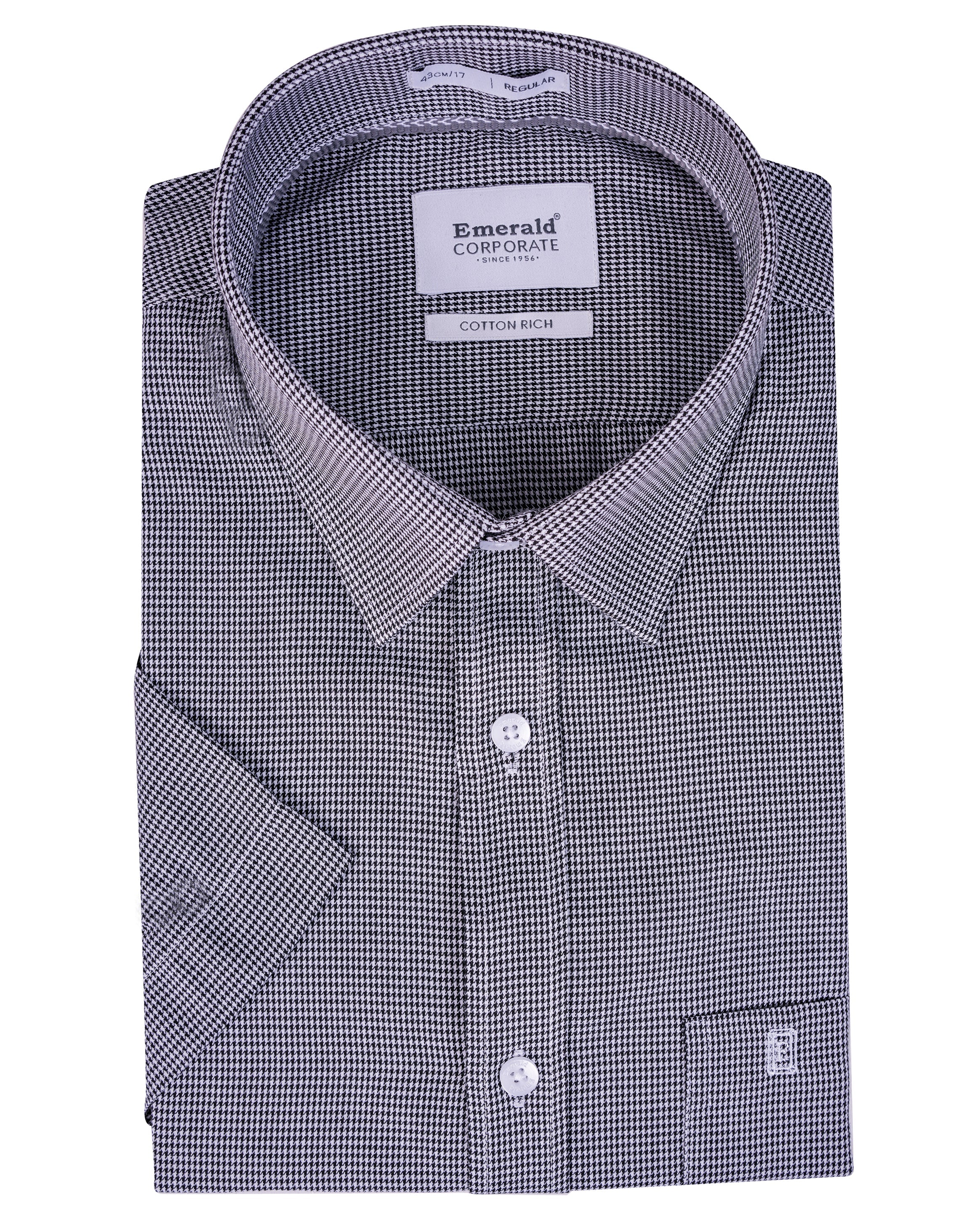 Emerald Corporate Houndstooth Regular Fit-Black Inck