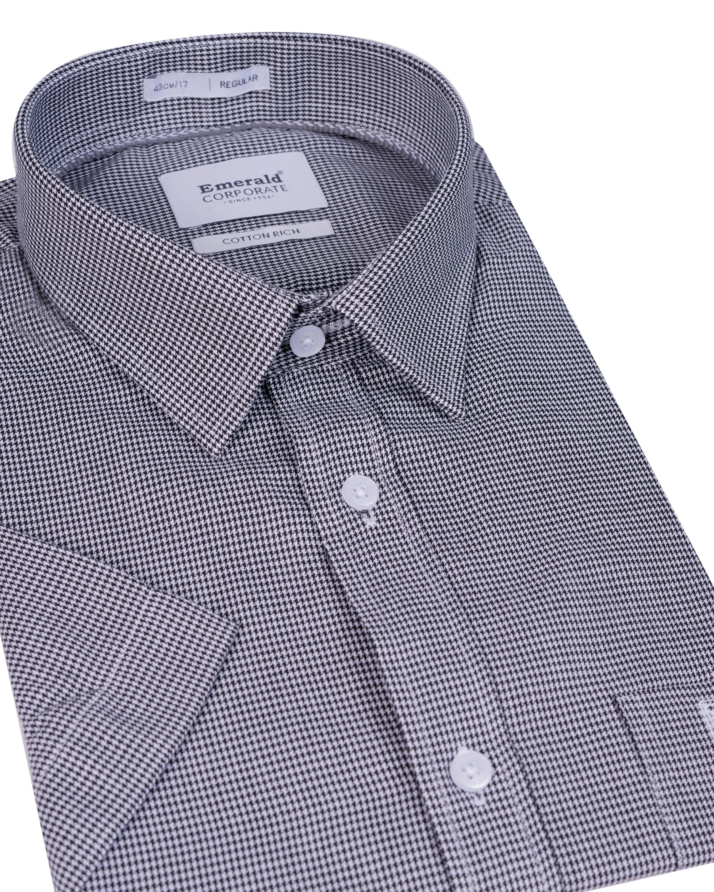 Emerald Corporate Houndstooth Regular Fit-Black Inck