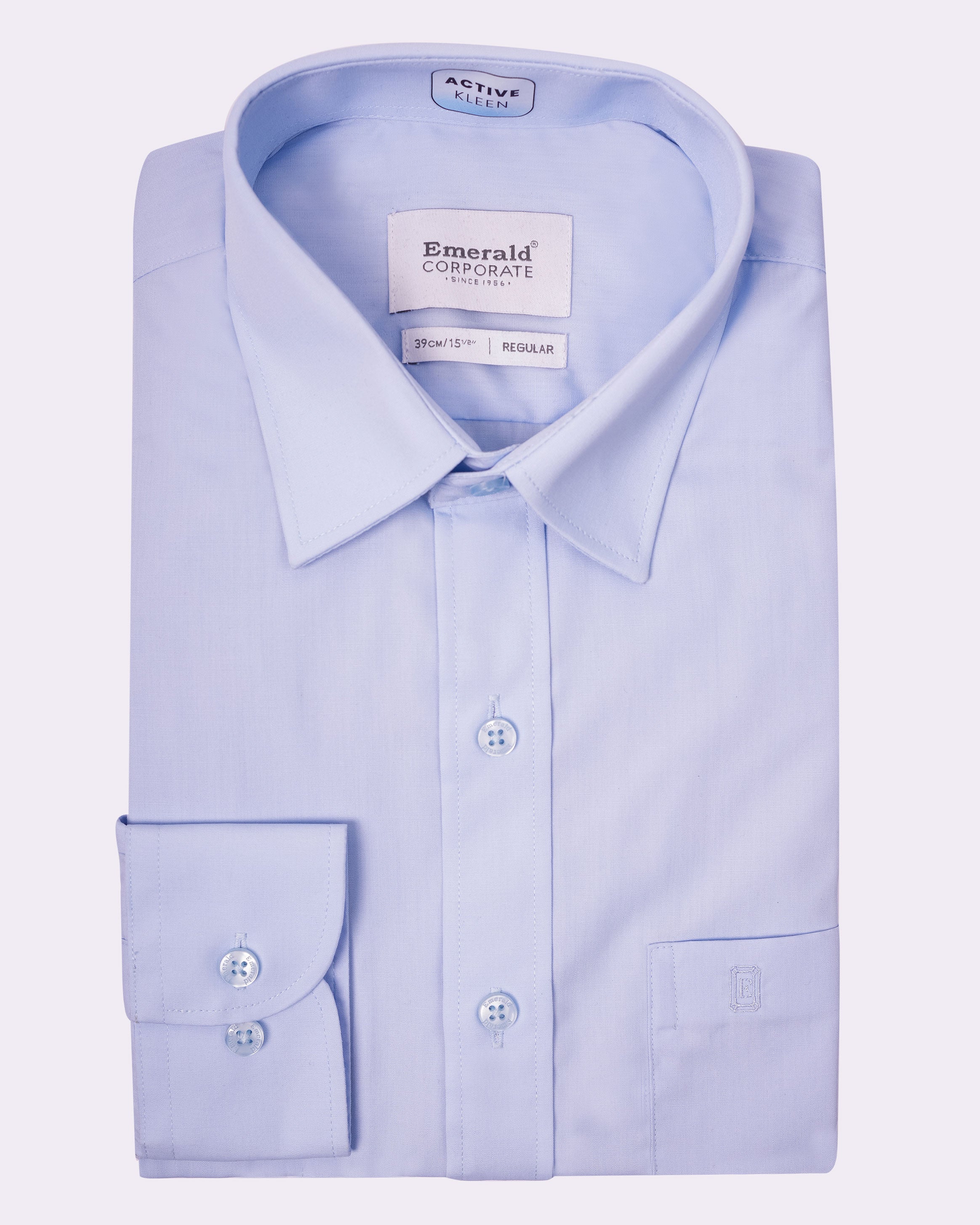 Emerald Corporate Active Kleen Plain Regular Fit - Peacock Blue