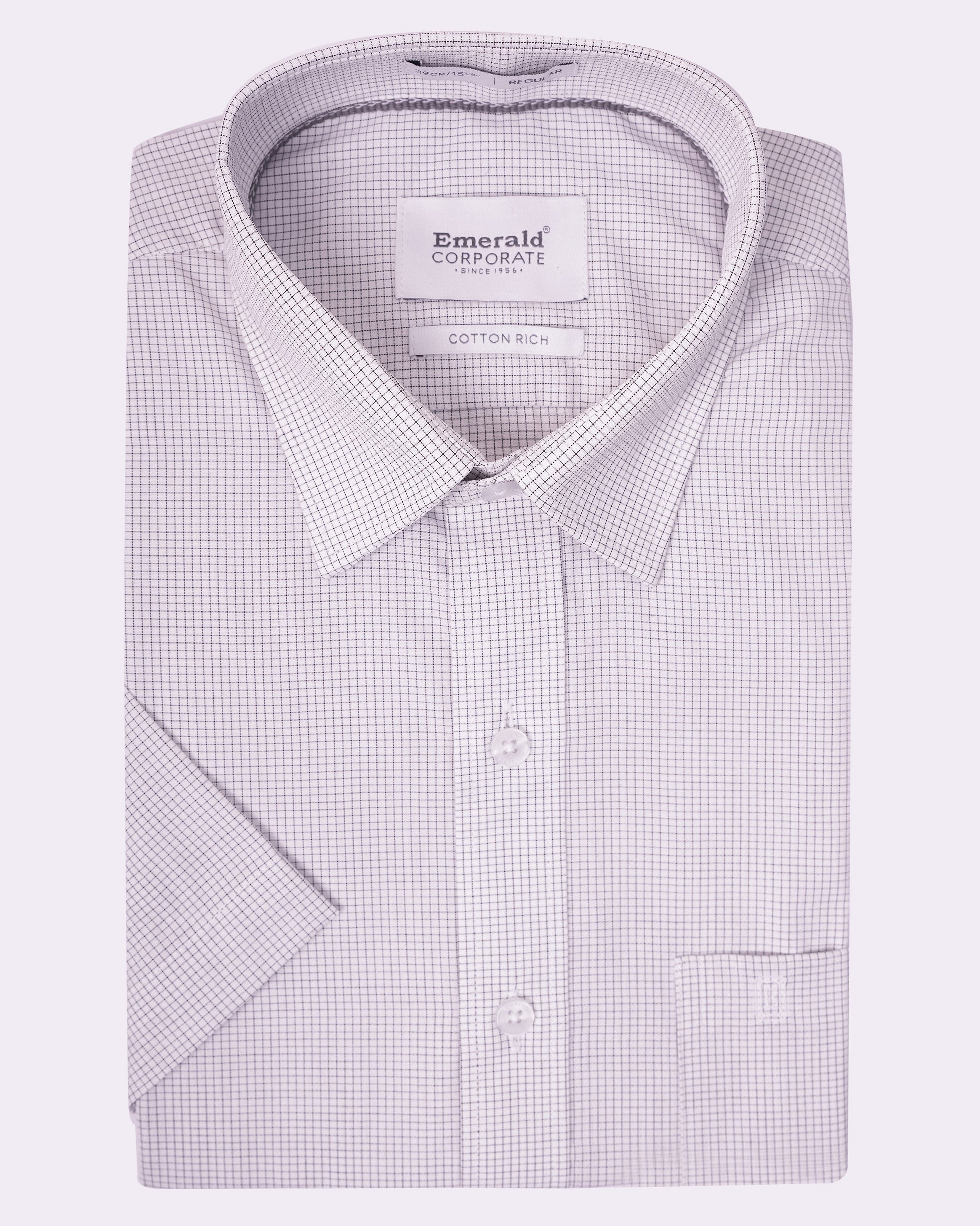 Emerald Corporate Checks Regular Fit - Jet Set