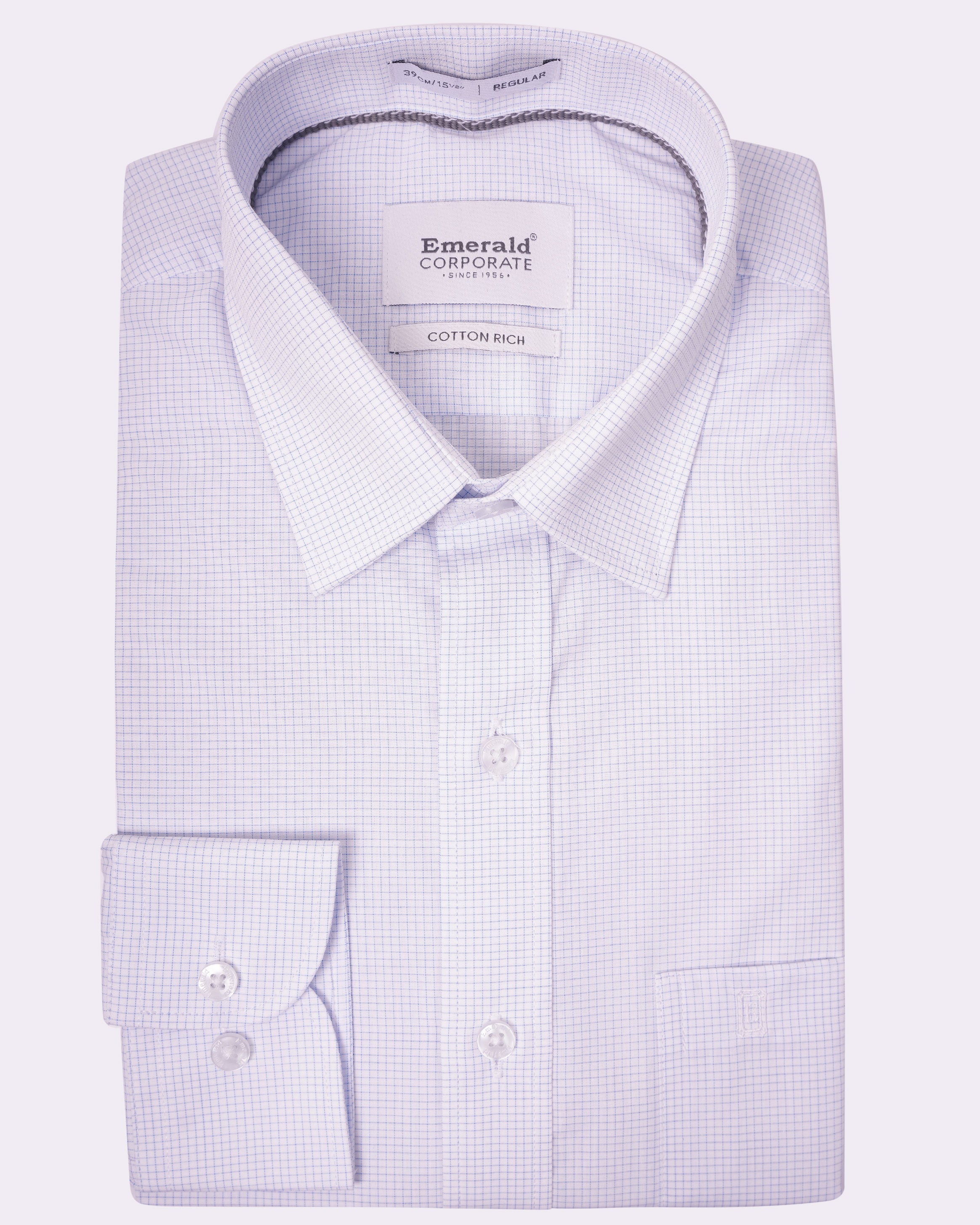 Emerald Corporate Checks Regular Fit - Powder