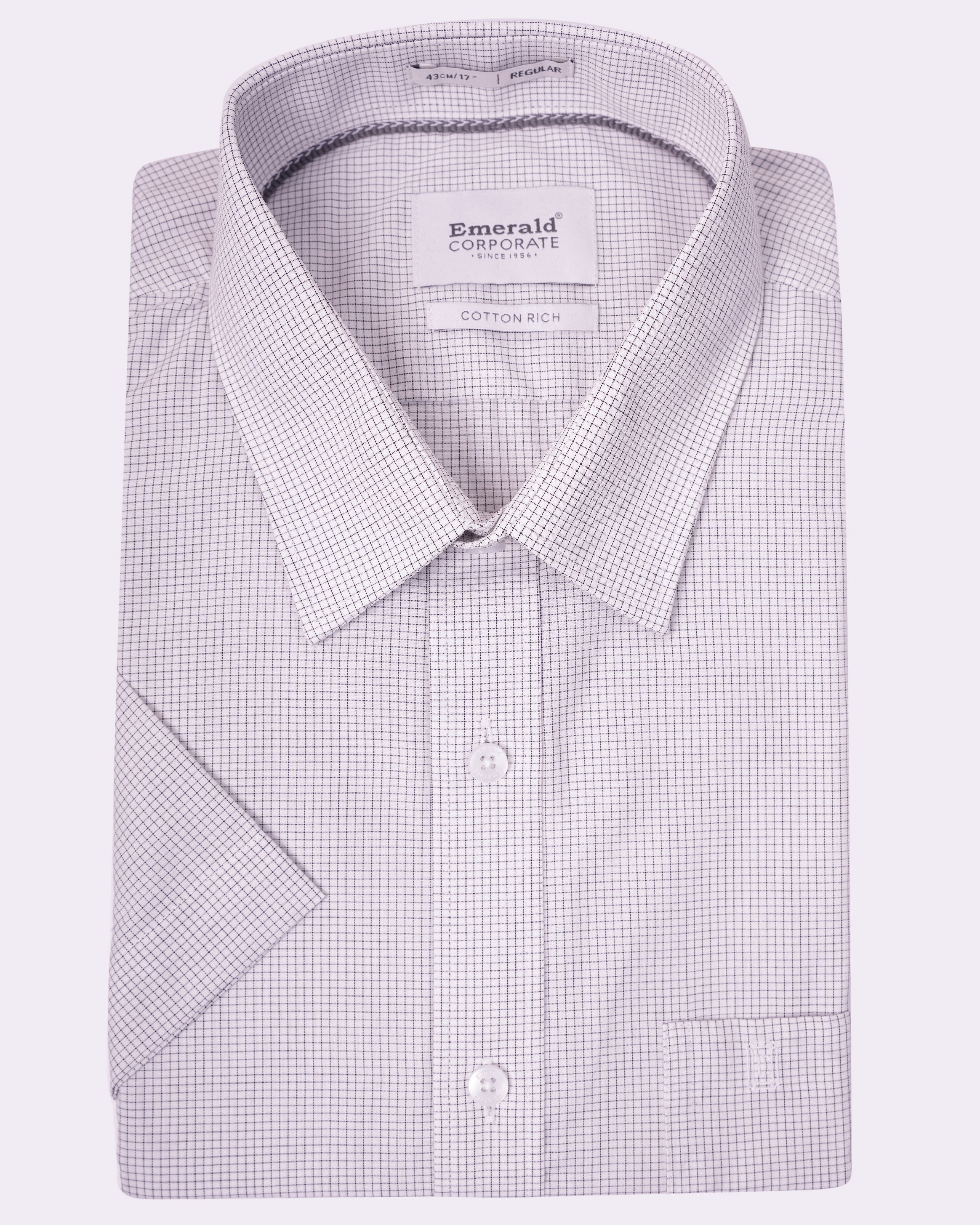 Emerald Corporate Checks Regular Fit - Jet Set