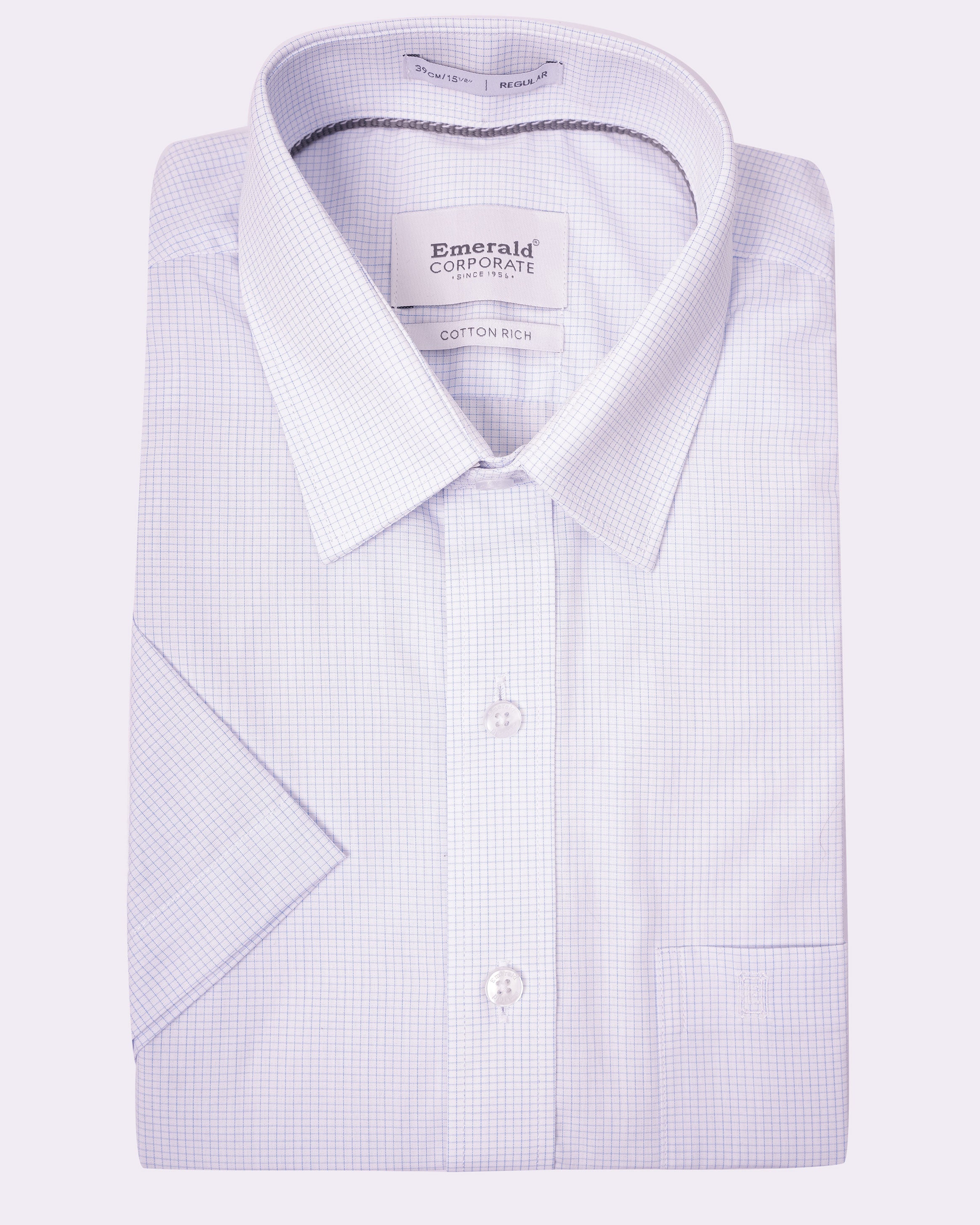 Emerald Corporate Checks Regular Fit - Powder