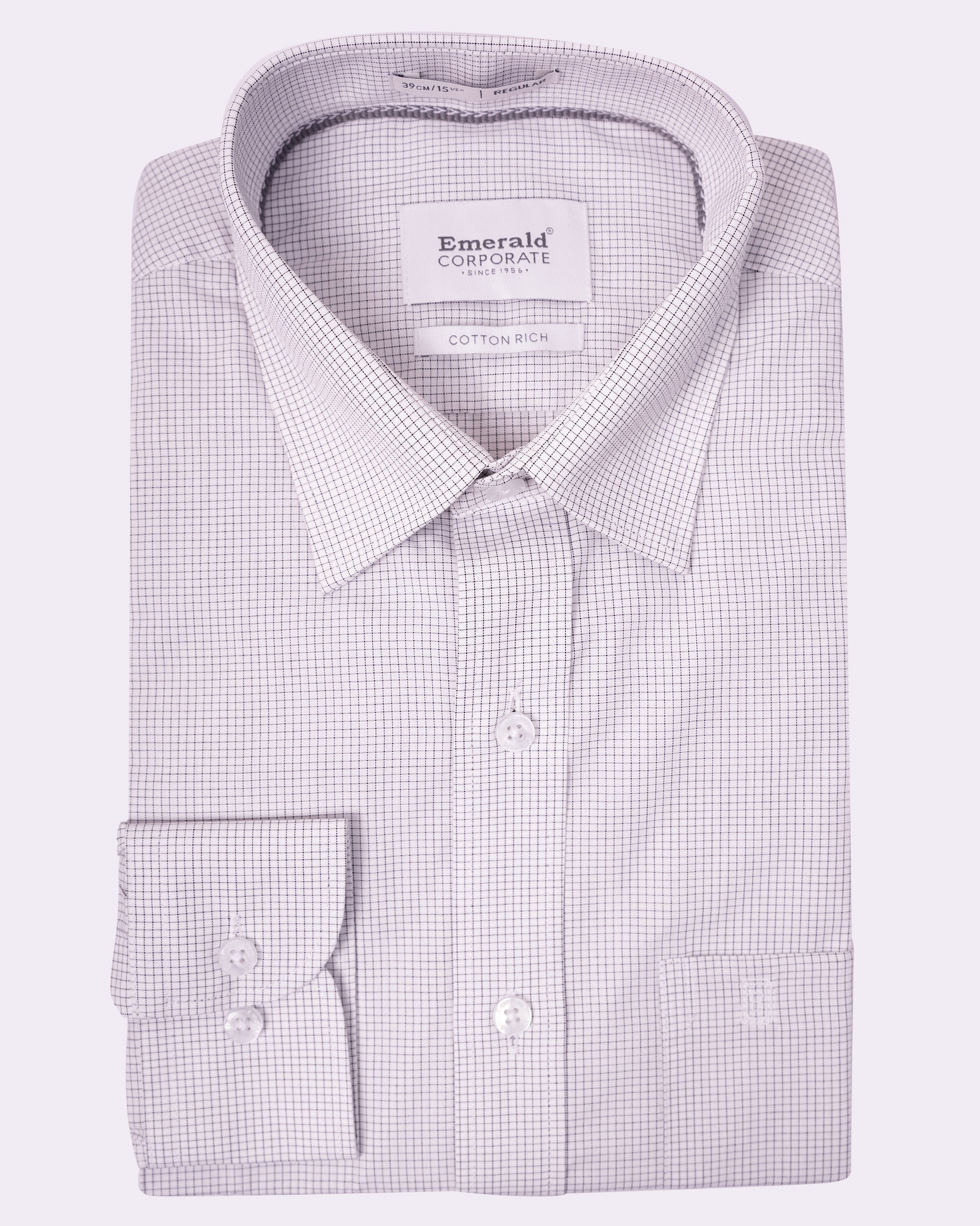 Emerald Corporate Checks Regular Fit - Jet Set