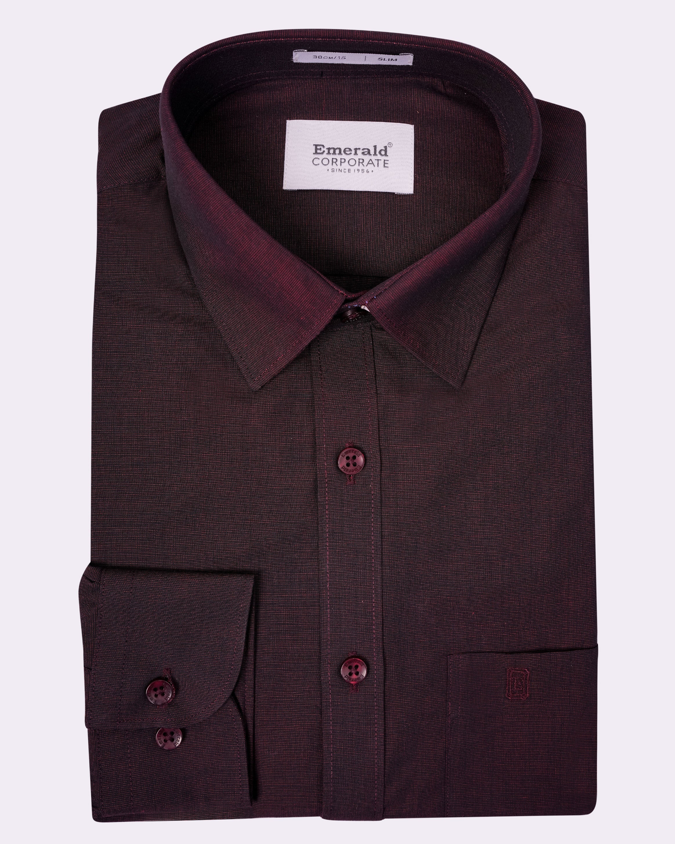 Emerald Corporate Fil A Fil Slim Fit - Oxblood Red