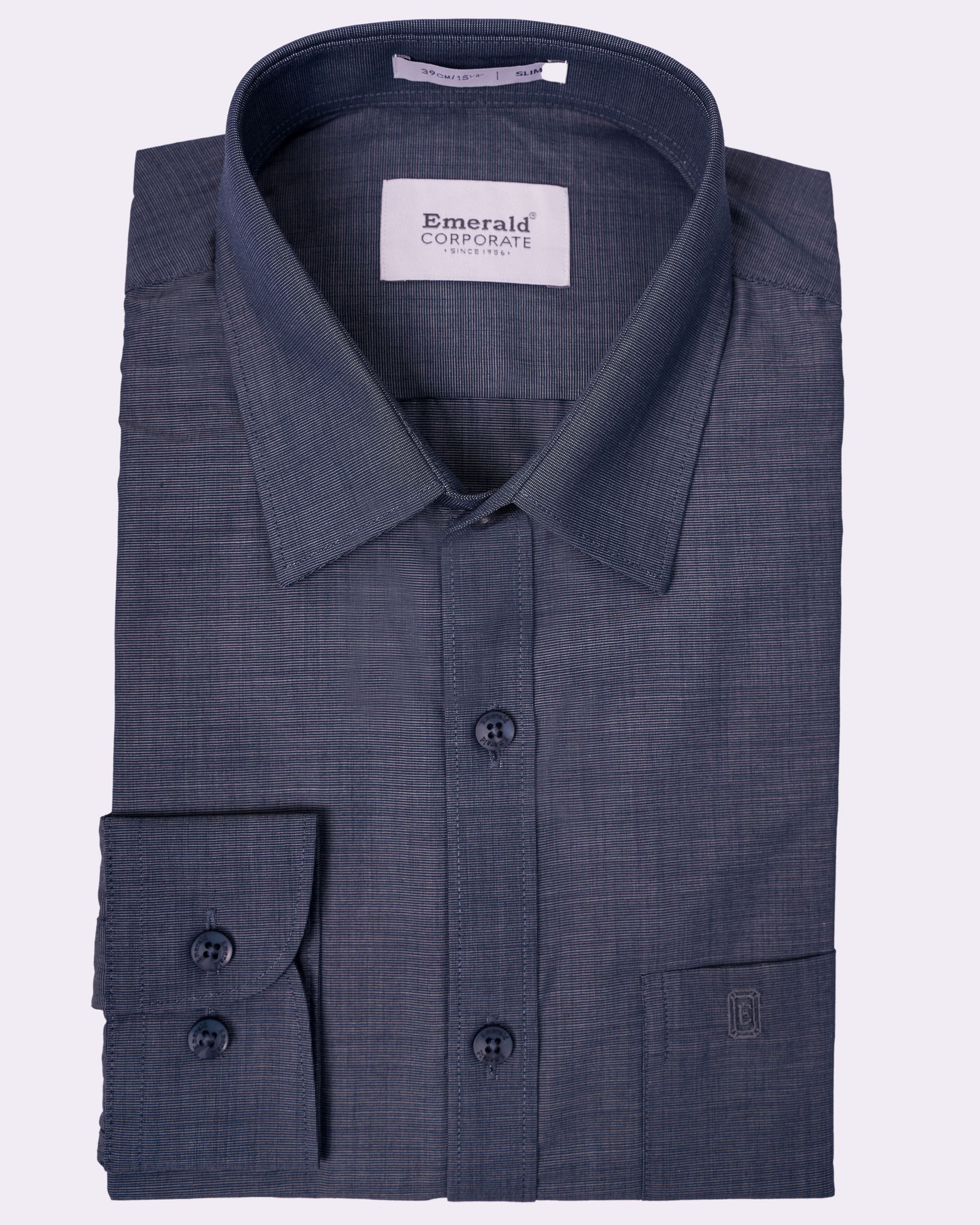 Emerald Corporate Fil A Fil Slim Fit - Blue faience