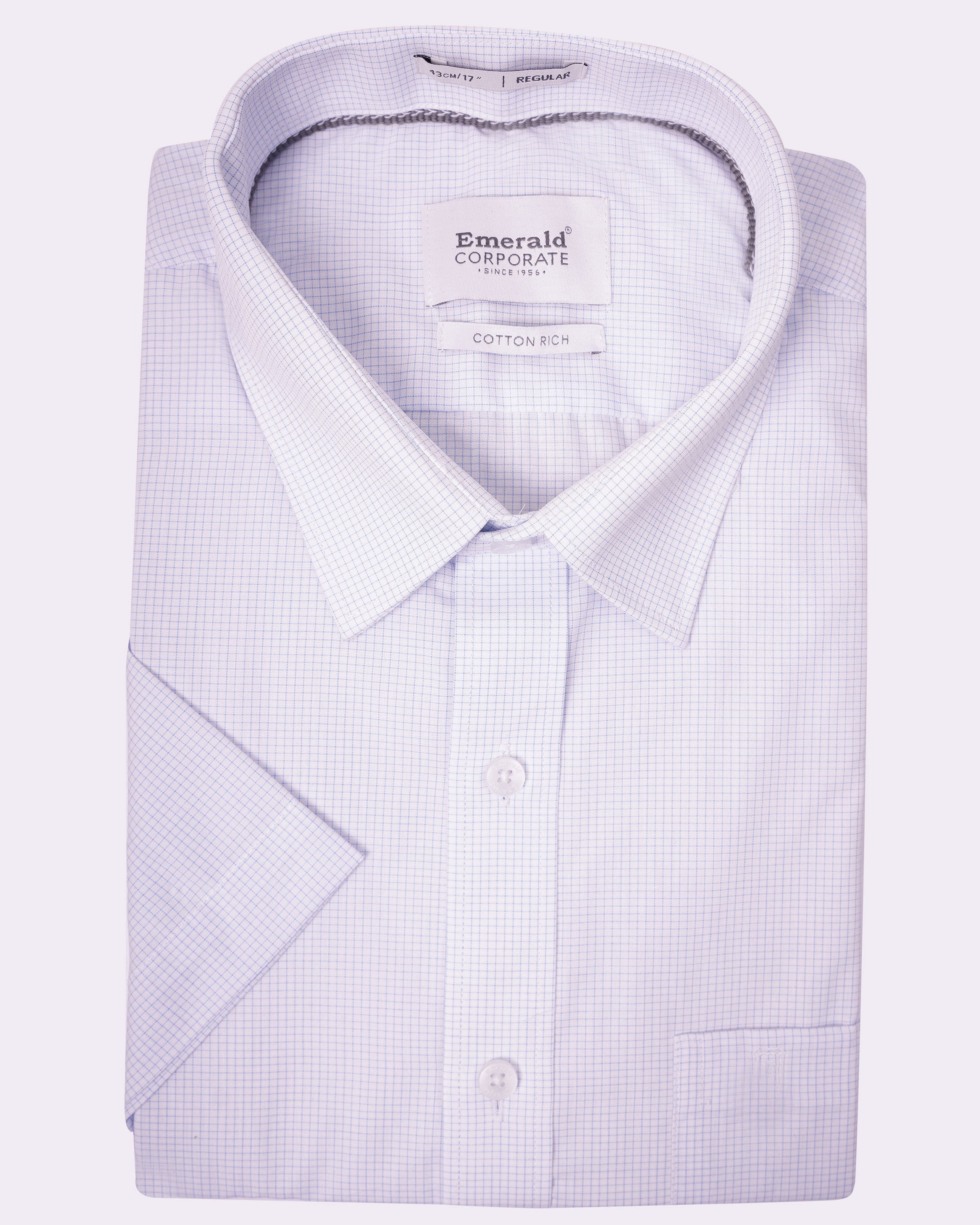 Emerald Corporate Checks Regular Fit - Powder