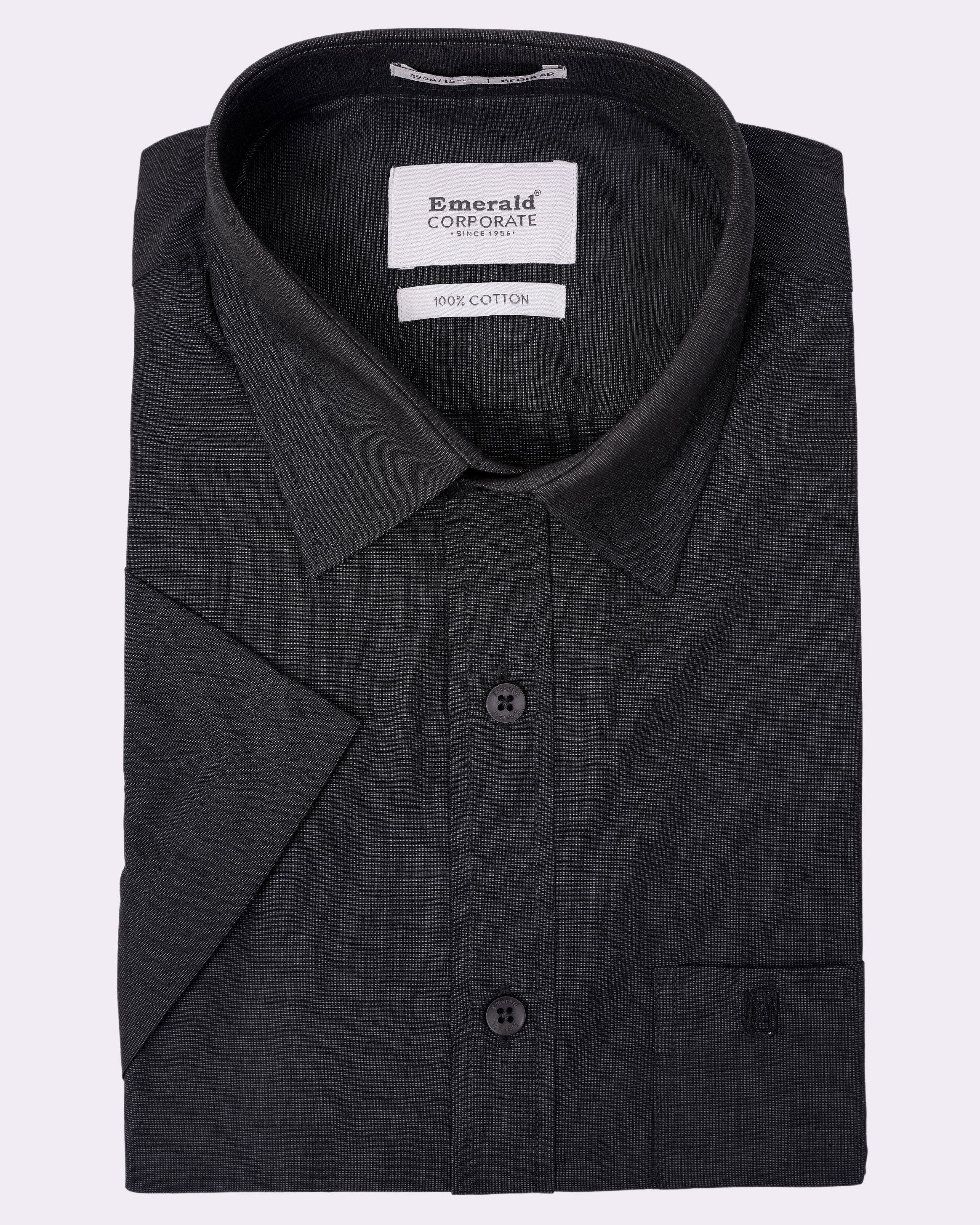 Emerald Corporate Fil A Fil Regular Fit - Black Inck