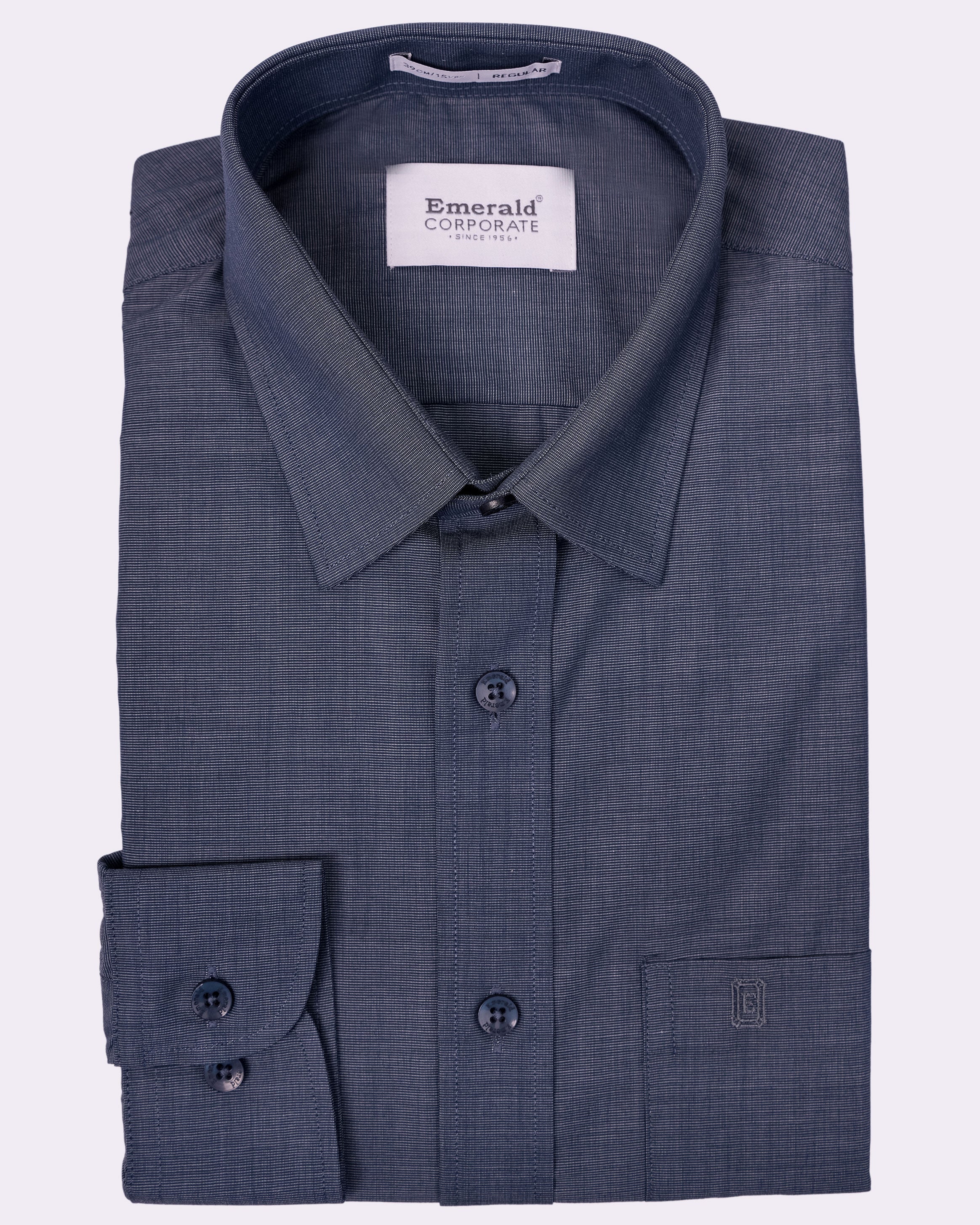 Emerald Corporate Fil A Fil Regular Fit - Blue Faience