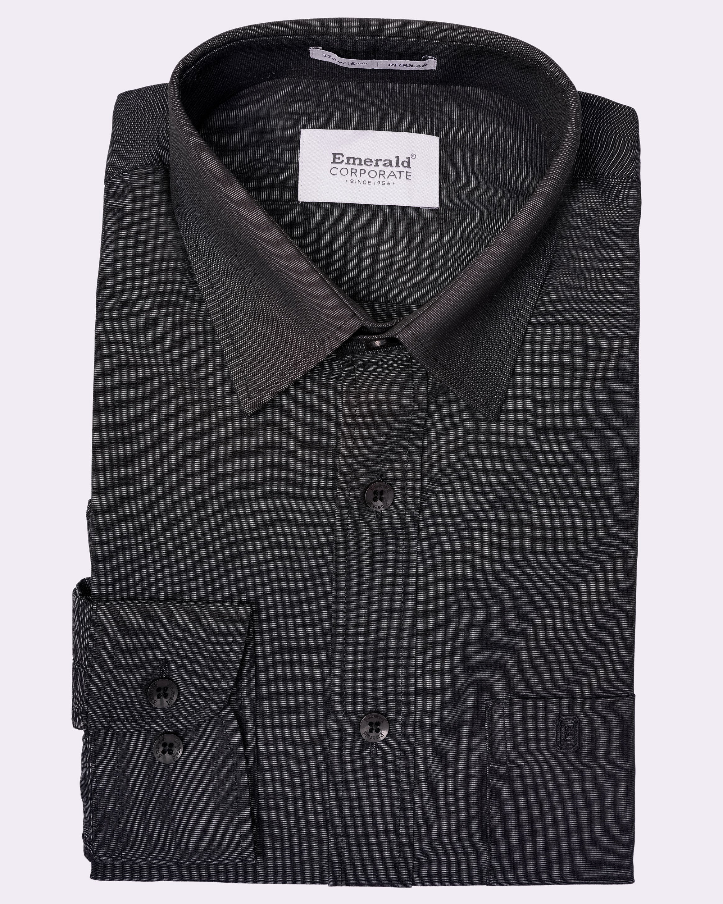 Emerald Corporate Fil A Fil Regular Fit - Black