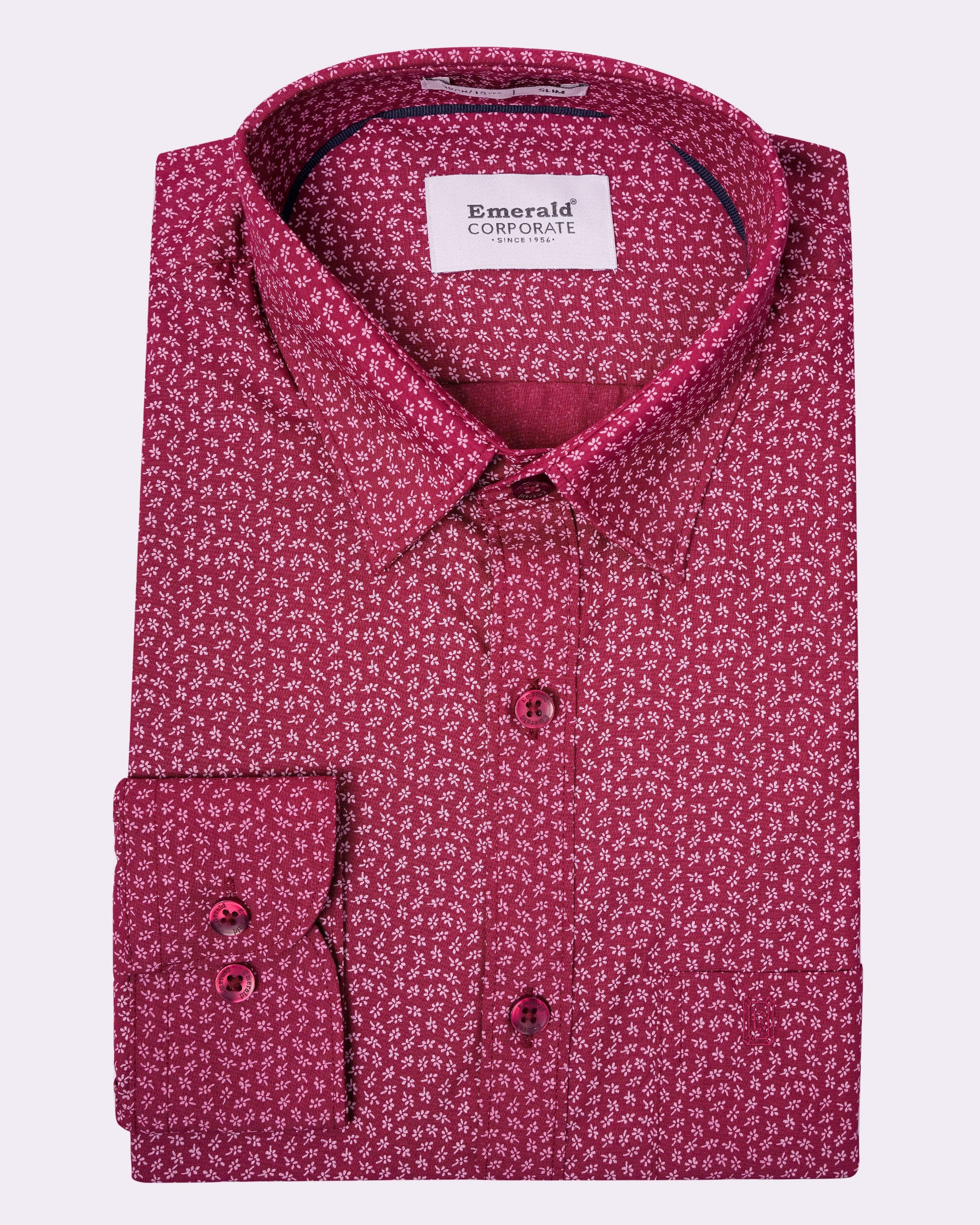 Emerald Corporate Printed Slim Fit - Red Clay