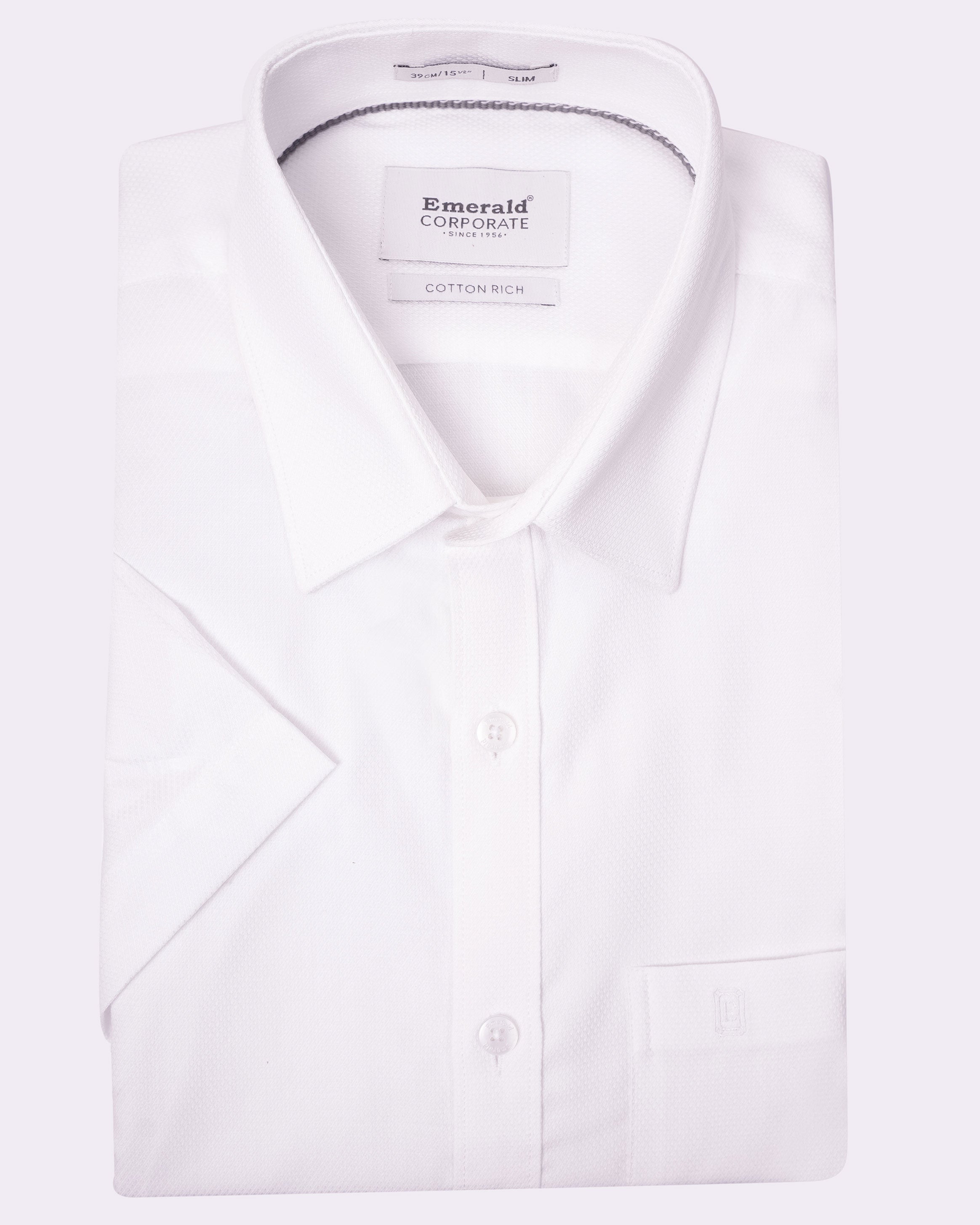 Emerald Corporate Dobby Slim Fit - Snow White
