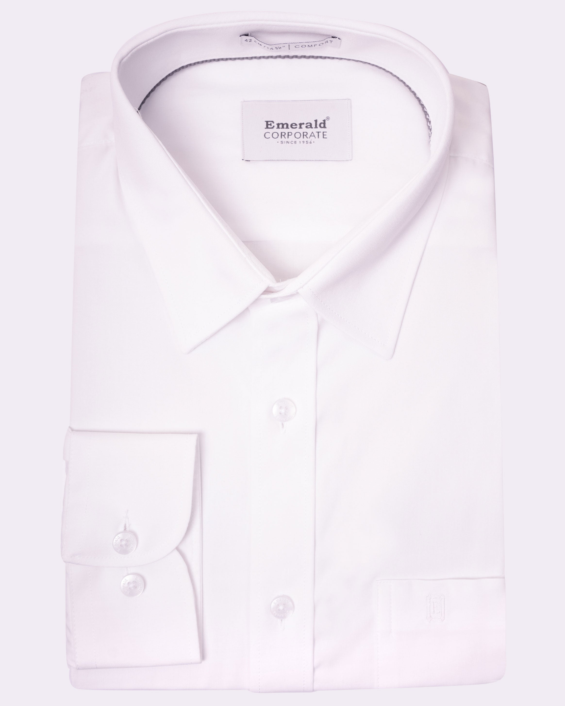 Emerald Corporate Pin Point Oxford Comfort Fit - Egret