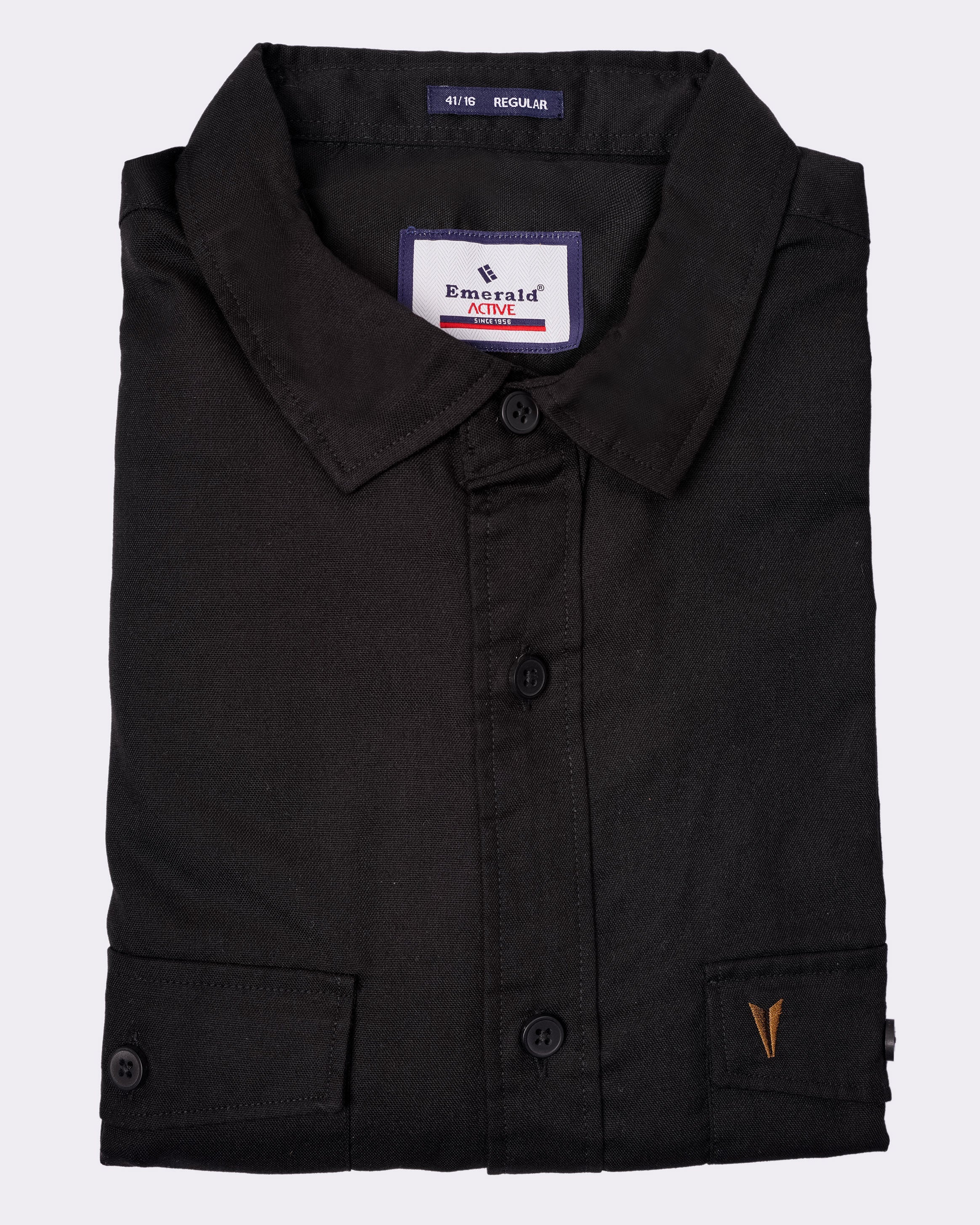 Emerald Active Dark Plain Regular Fit - Black