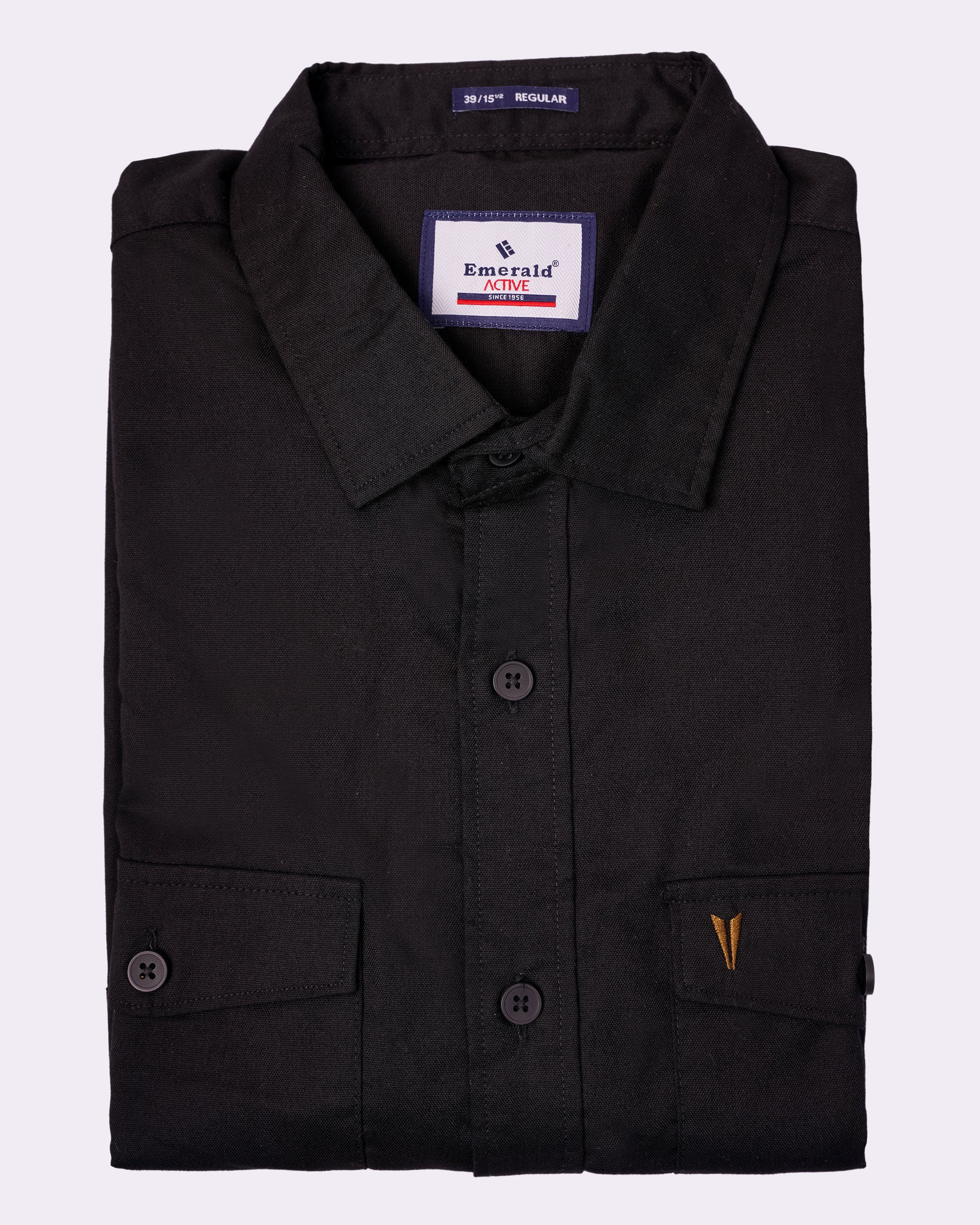 Emerald Active Dark Plain Regular Fit - Black