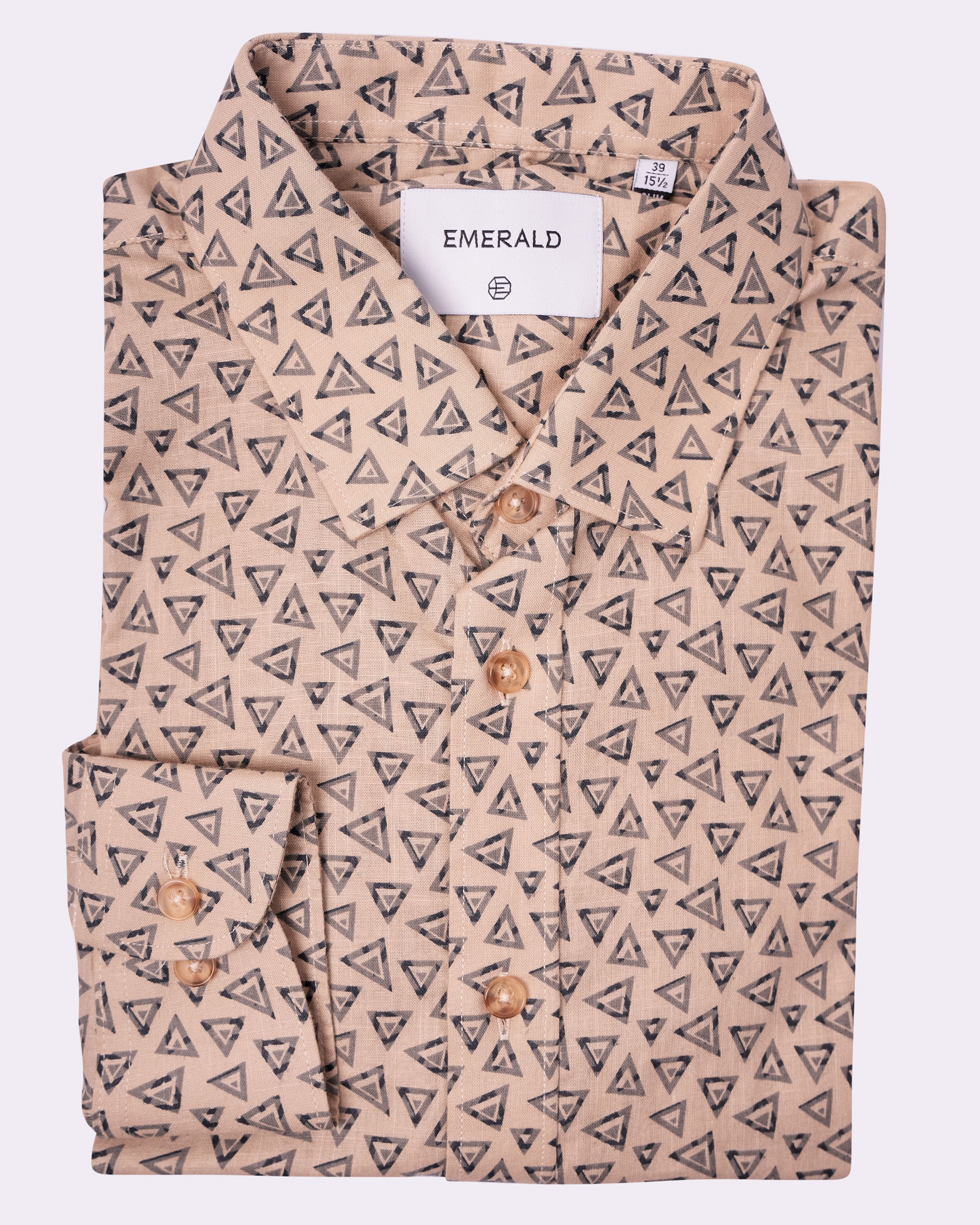 Emerald Casual Printed Slim Fit - Tobacco Brown