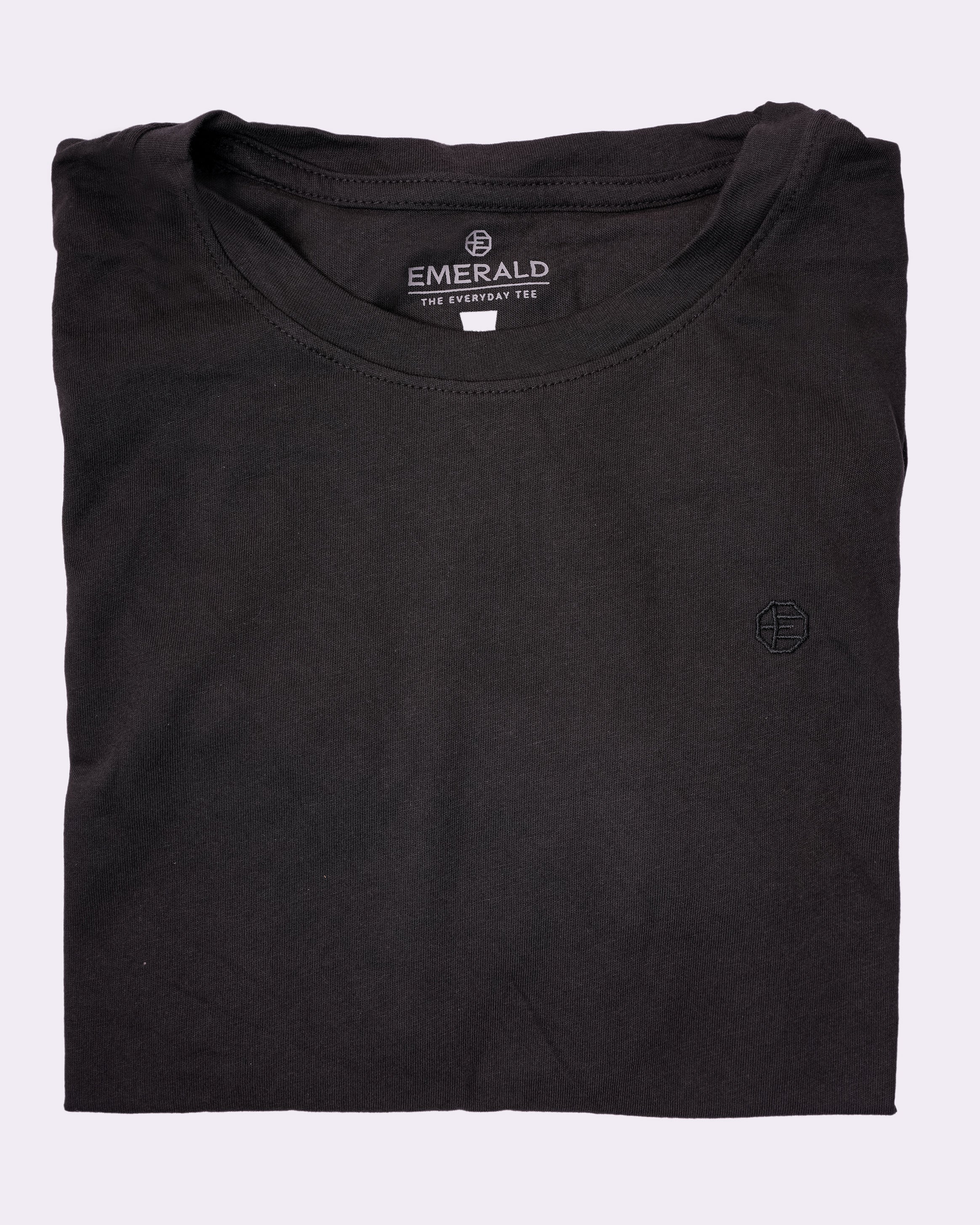 Emerald Crew Neck Plain Slim Fit - Black Inck