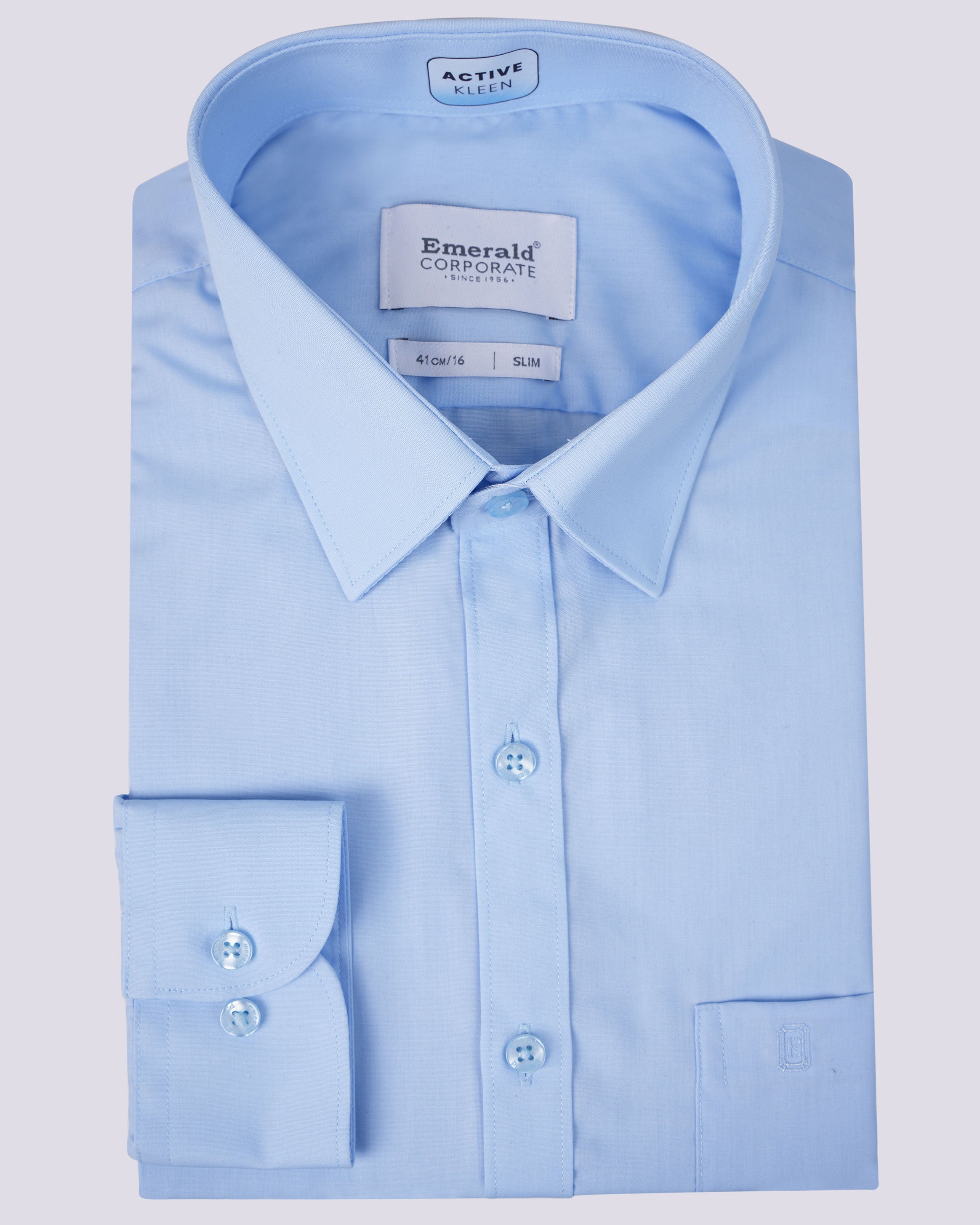 Emerald Corporate Active Kleen Slim Fit-Peacock Blue