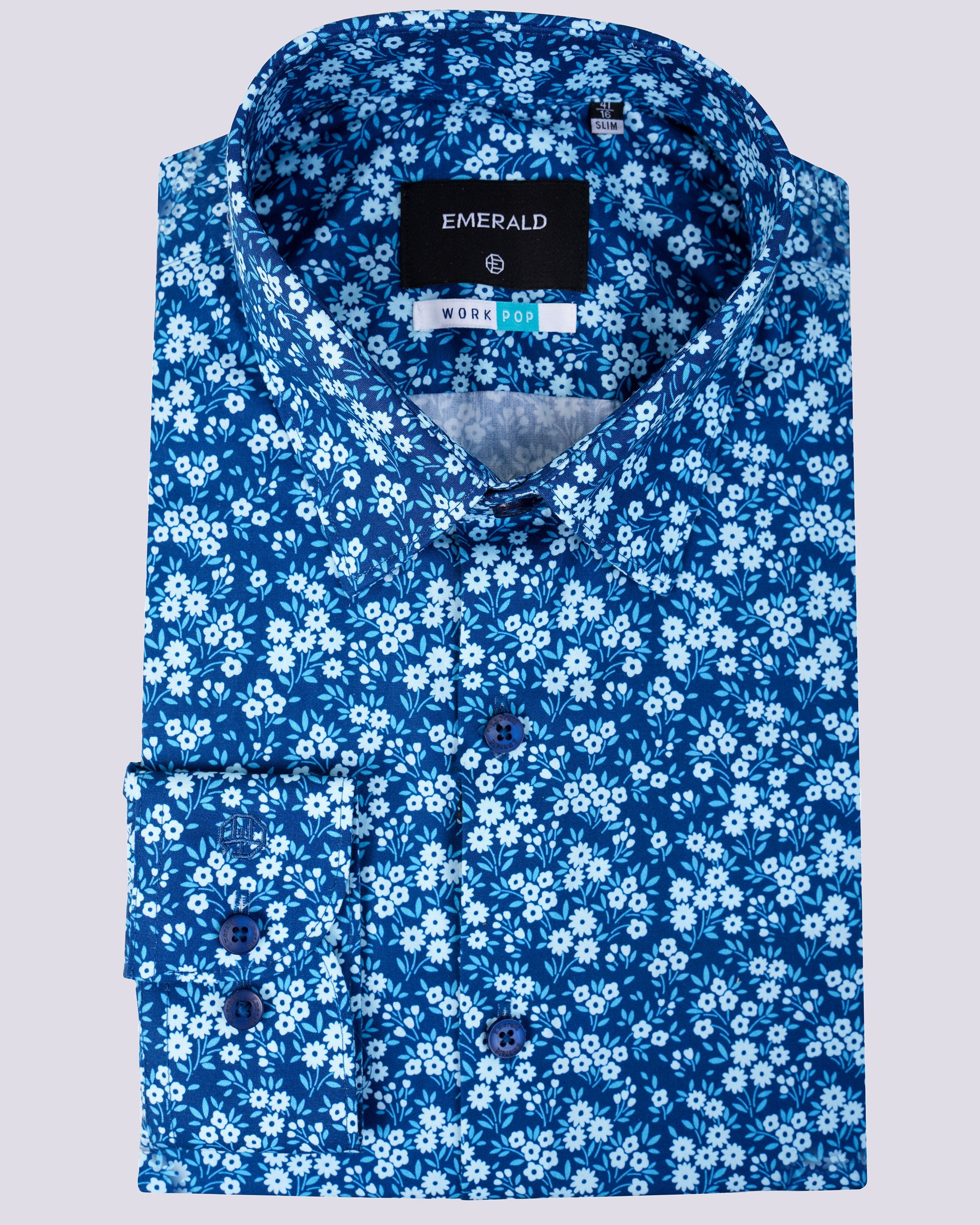 Emerald Formal Printed Slim Fit-True Blue