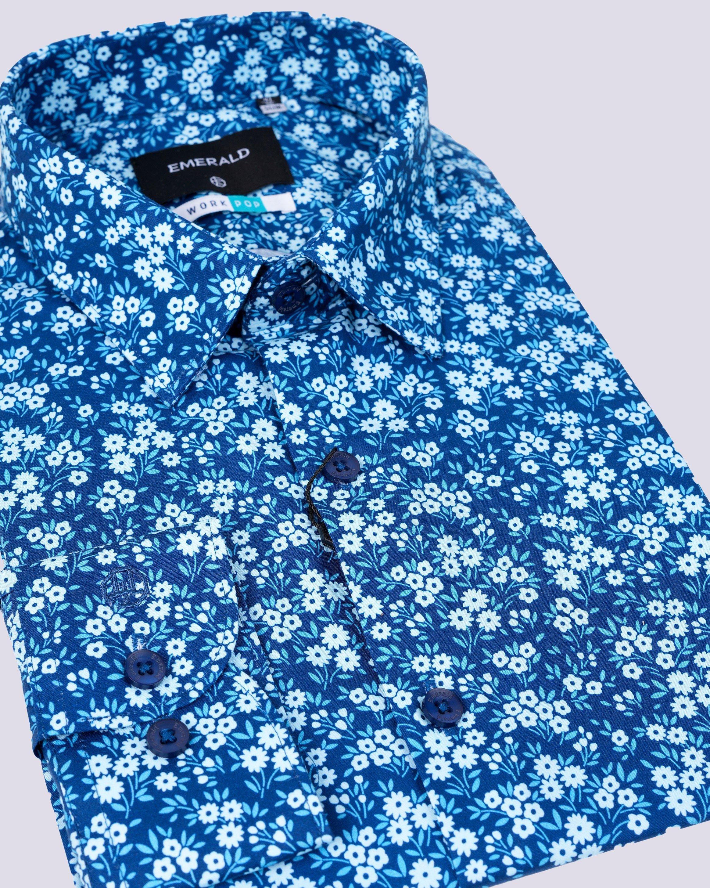 Emerald Formal Printed Slim Fit-True Blue