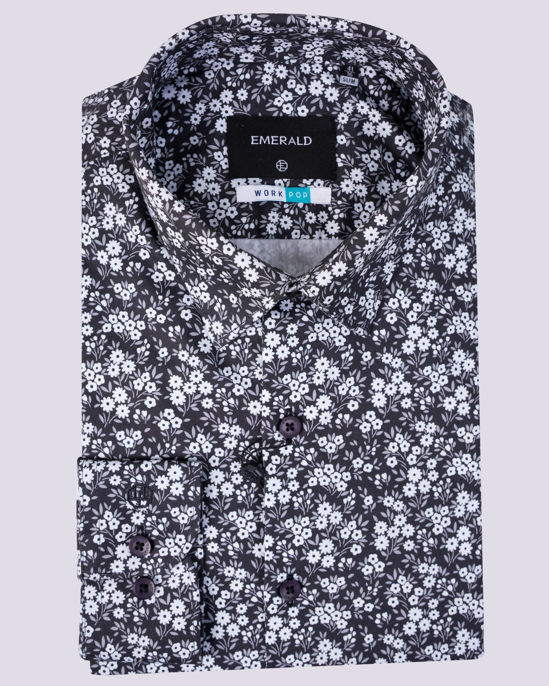 Emerald Formal Printed Slim Fit-Folkstone Grey