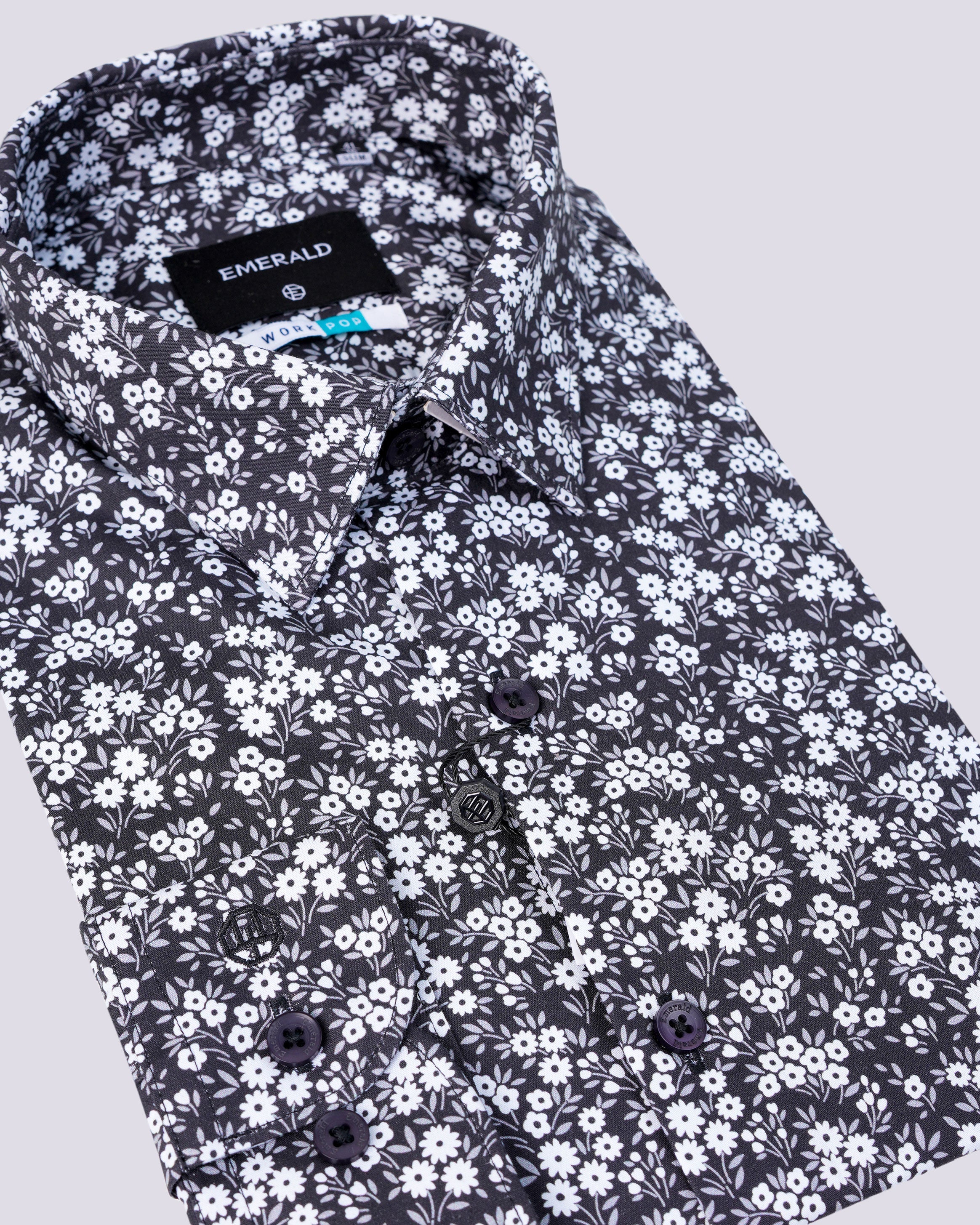 Emerald Formal Printed Slim Fit-Folkstone Grey