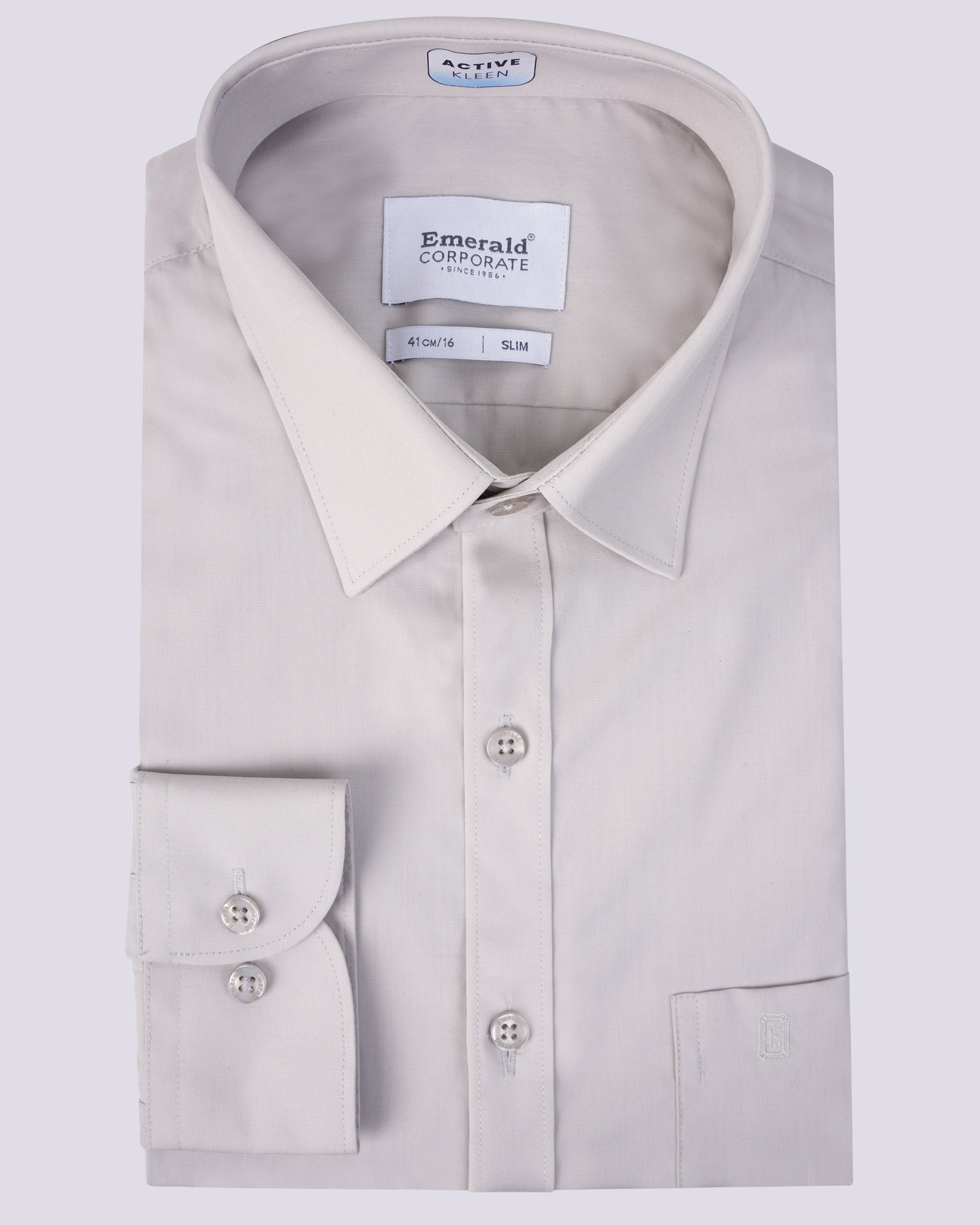 Emerald Corporate Active Kleen Slim Fit-Ash