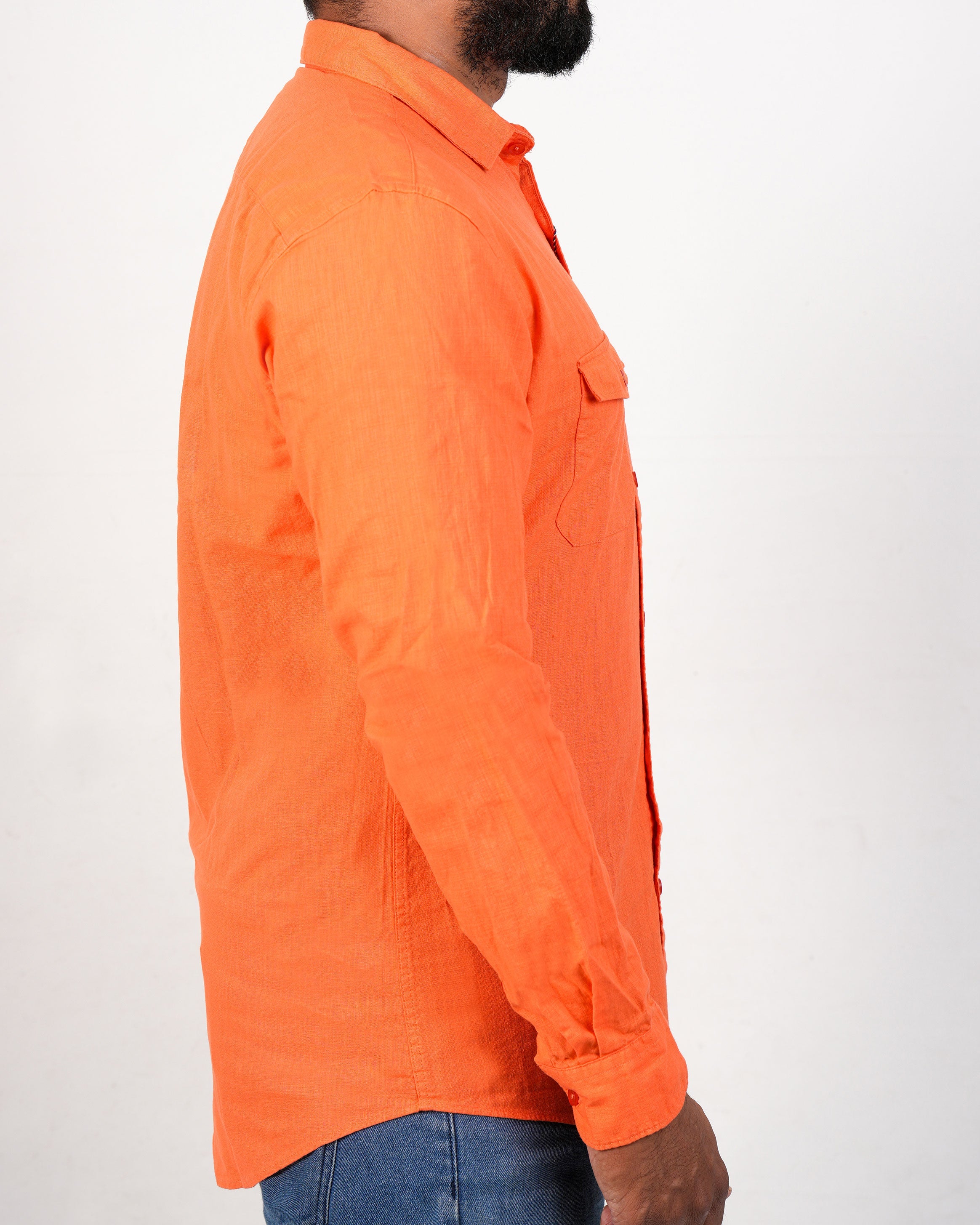 Emerald Active Linen Looks Slim Fit-Vermillion Orange