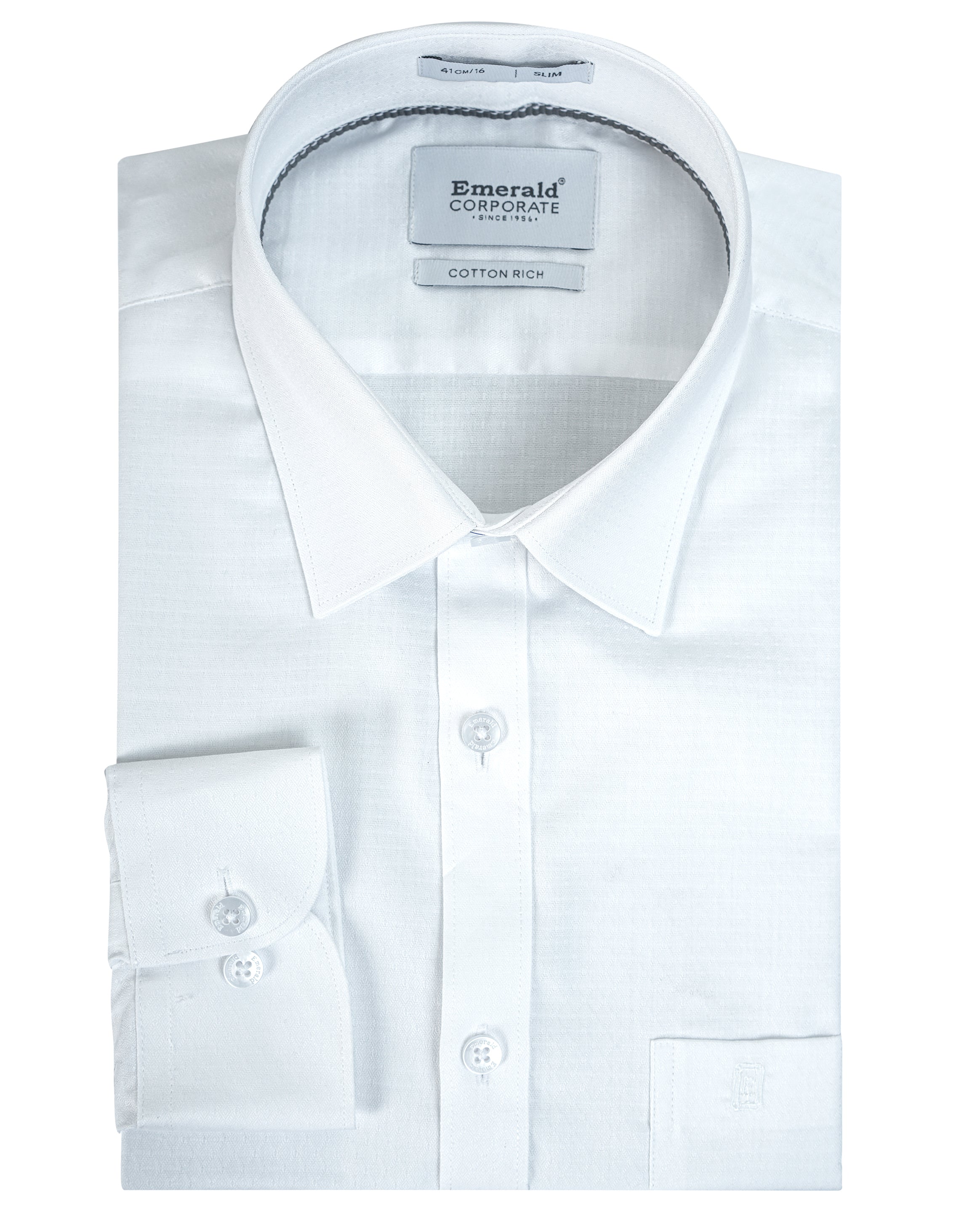 Emerald Corporate dobby Slim Fit-Bone White