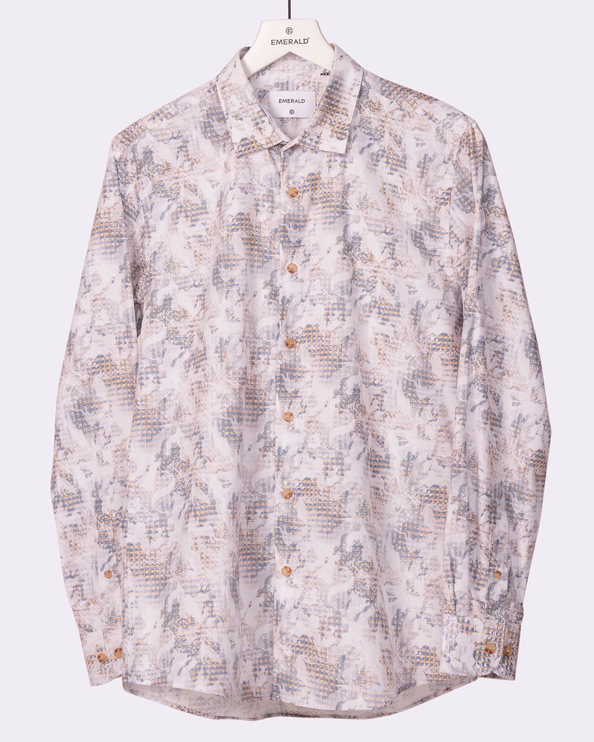 Emerald Casual Printed Slim Fit - Pine Bark