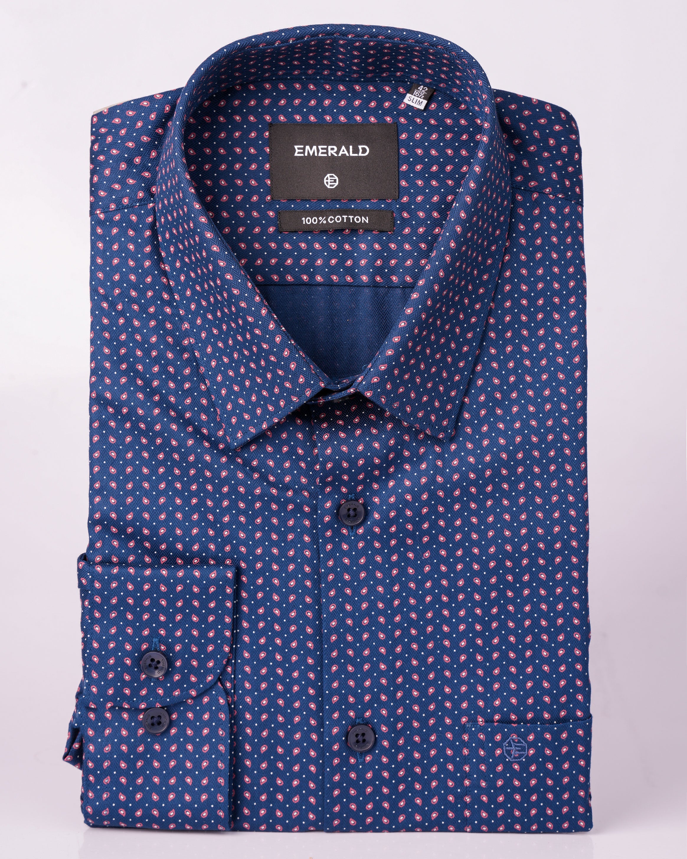 Emerald Formal Printed Slim Fit - Navy