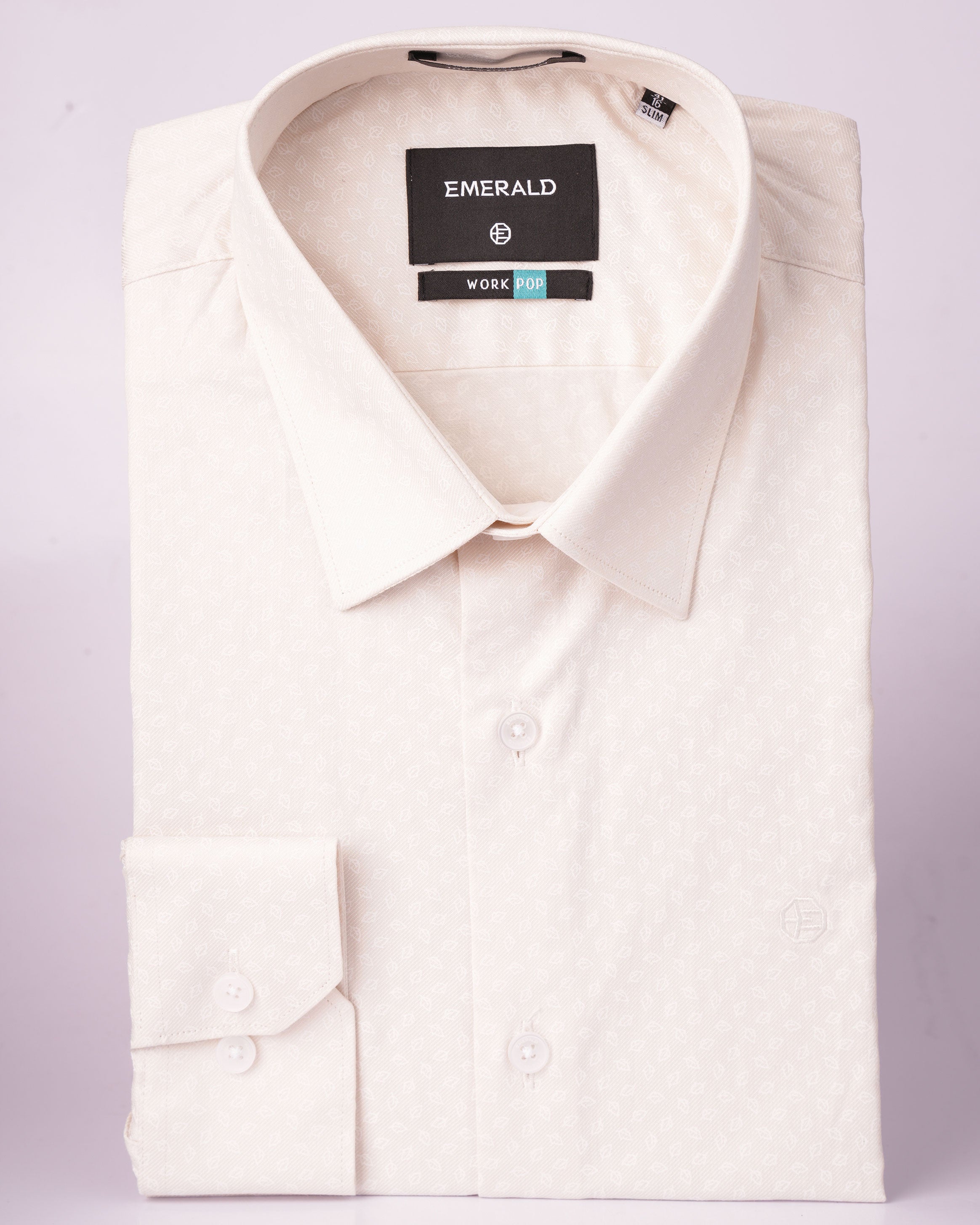 Emerald Formal Printed Slim Fit - Optic White