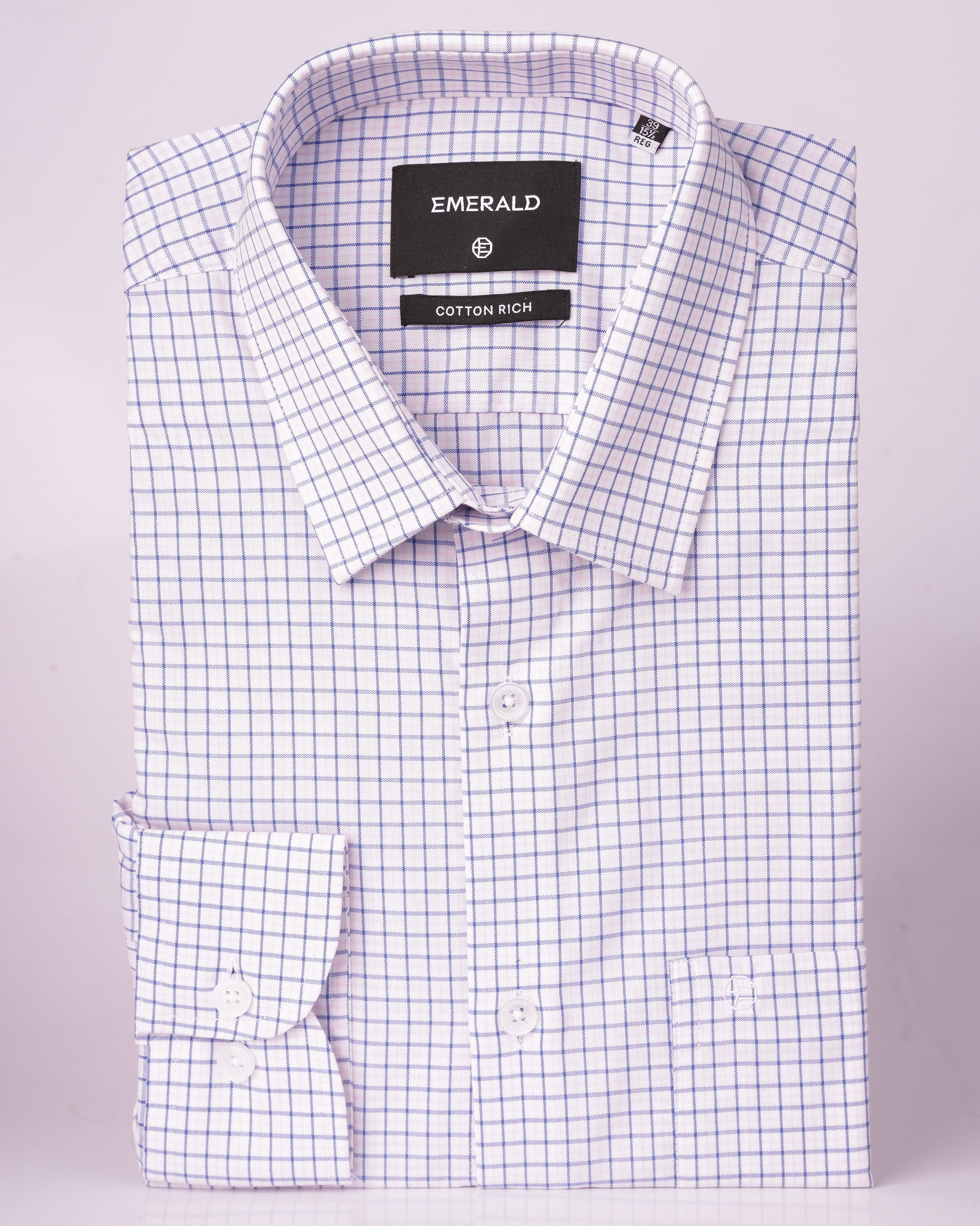 Emerald Formal Checks Regular Fit - Lilac Chiffon