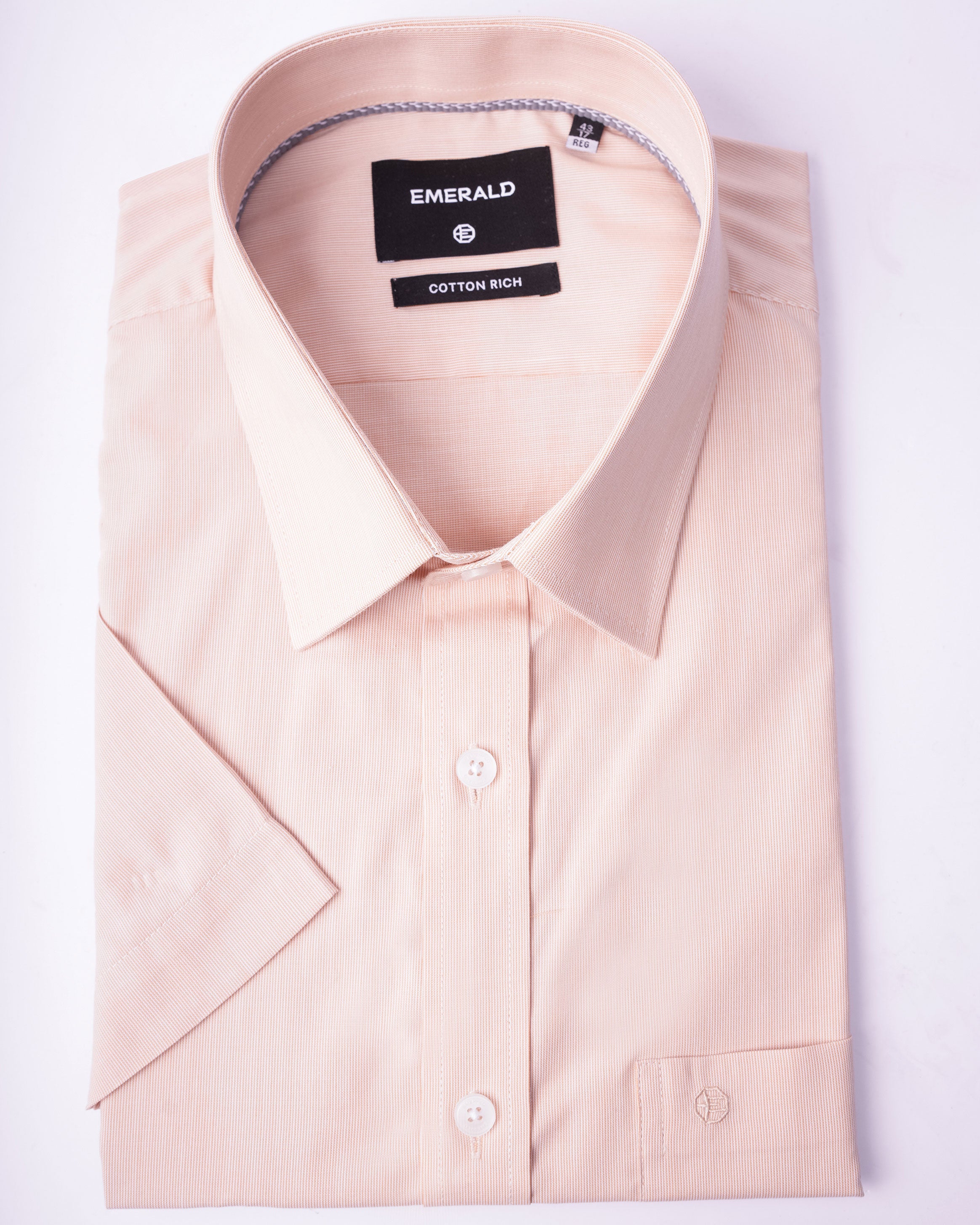 EMERALD CORPORATE REGULAR FIT PIQUE DOBBY-BROWN DOESKIN