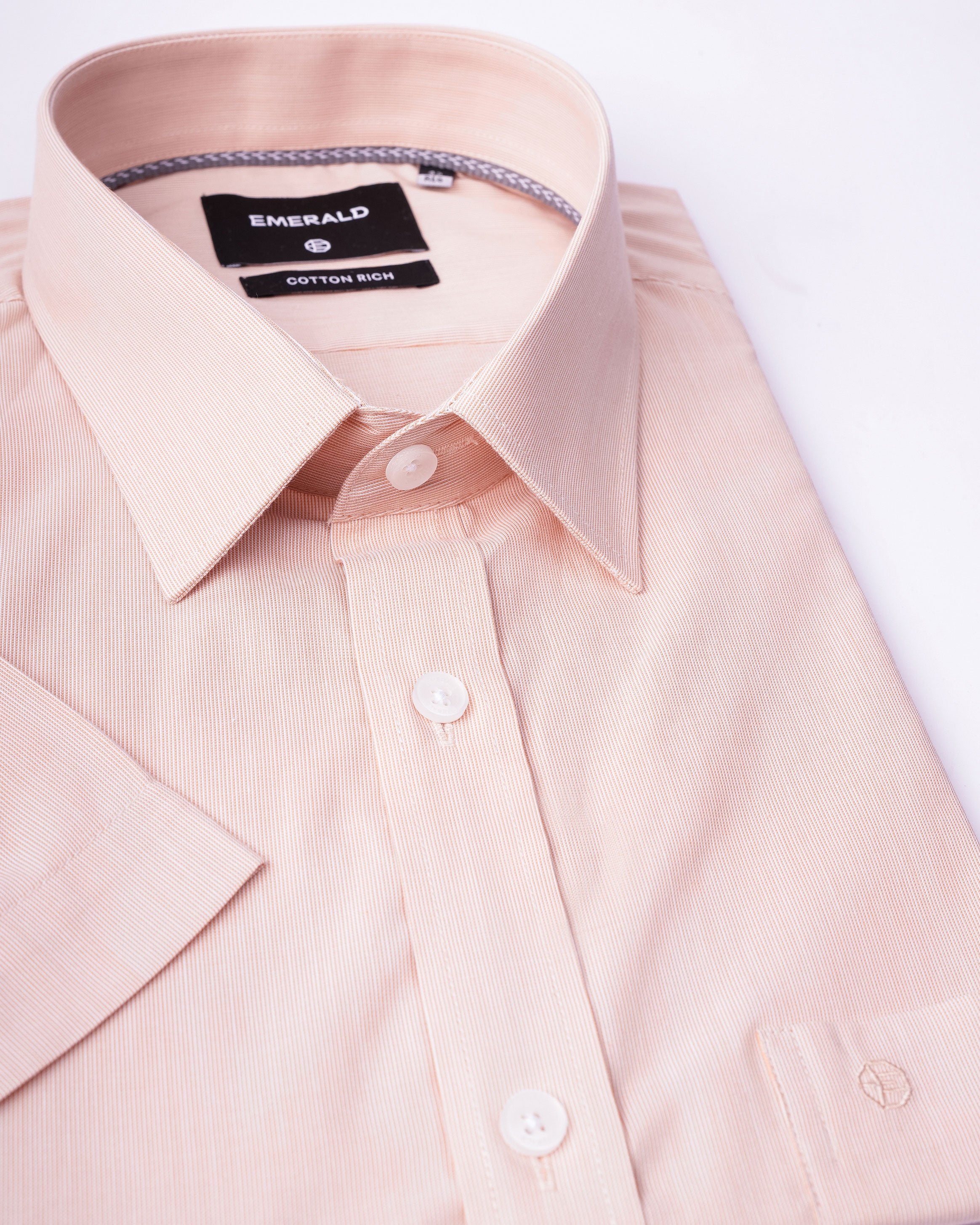 EMERALD CORPORATE REGULAR FIT PIQUE DOBBY-BROWN DOESKIN