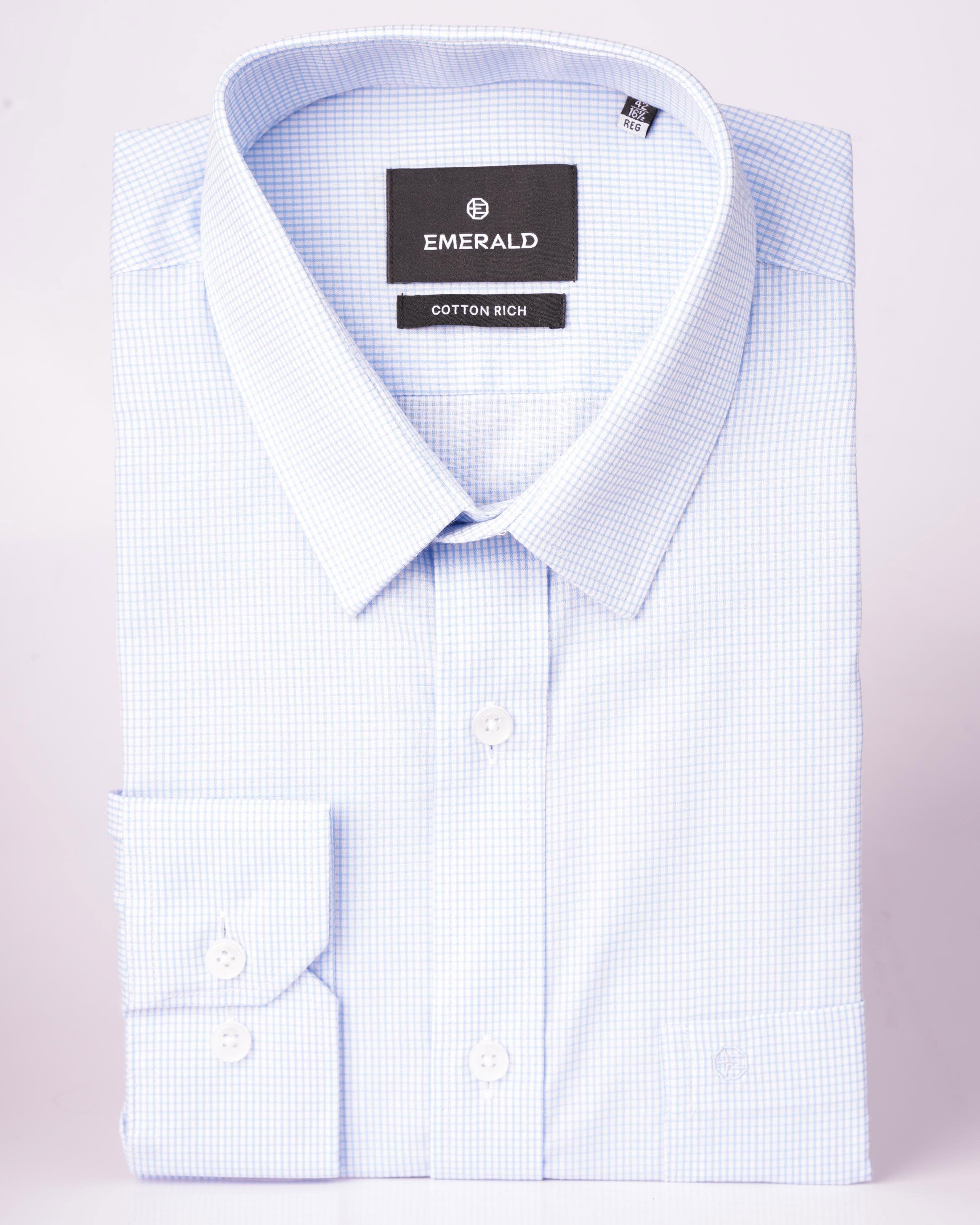 Emerald Formal Checks Regular Fit - Little Boy Blue