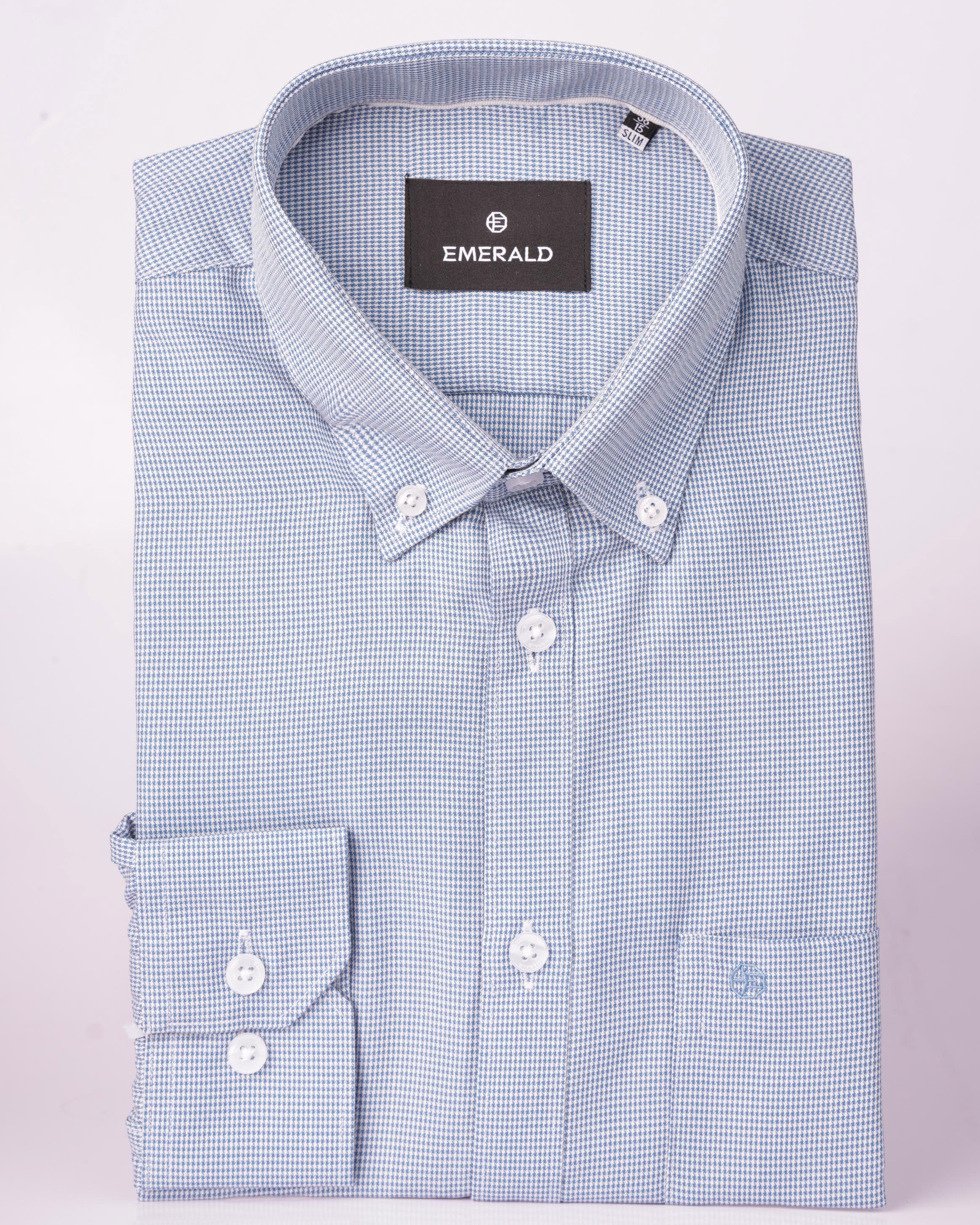 Emerald Formal Houndstooth Slim Fit - Sky Blue