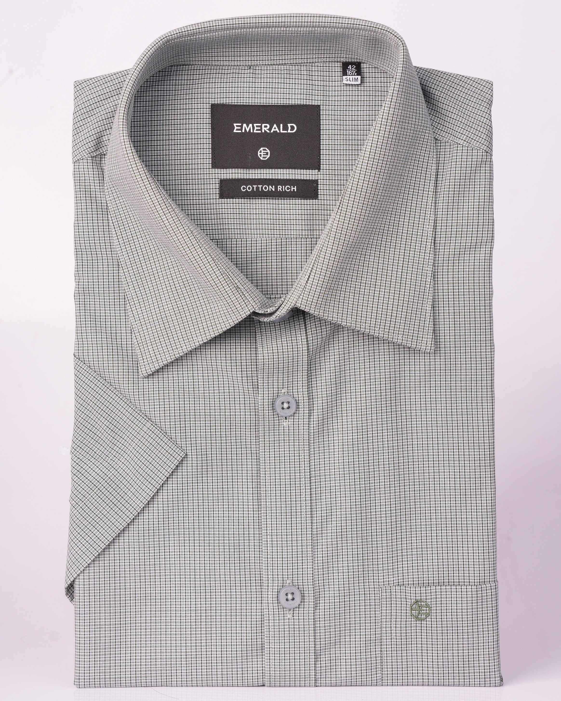 Emerald Formal Printed Slim Fit - Pepper Green