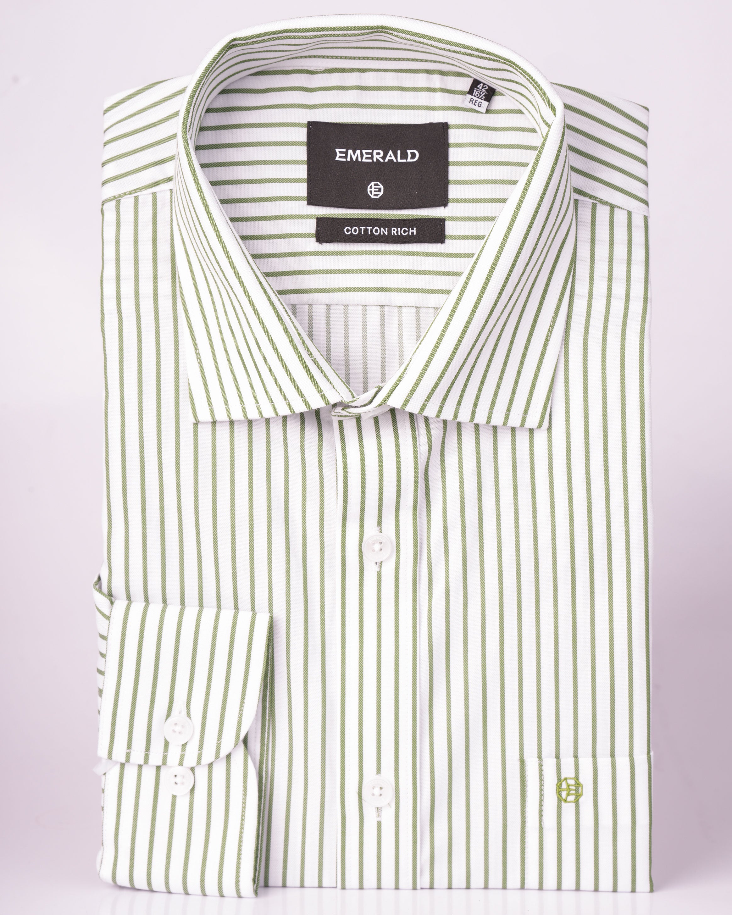 Emerald Formal Stripe Regular Fit - Hedge Green