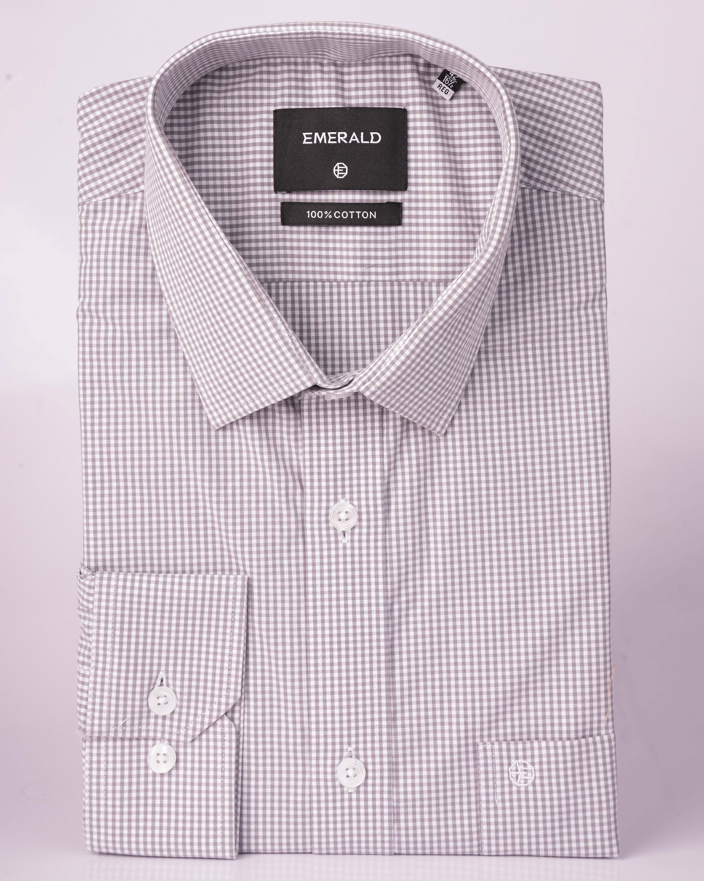Emerald Formal Micro Checks Regular Fit - Cloud Burst