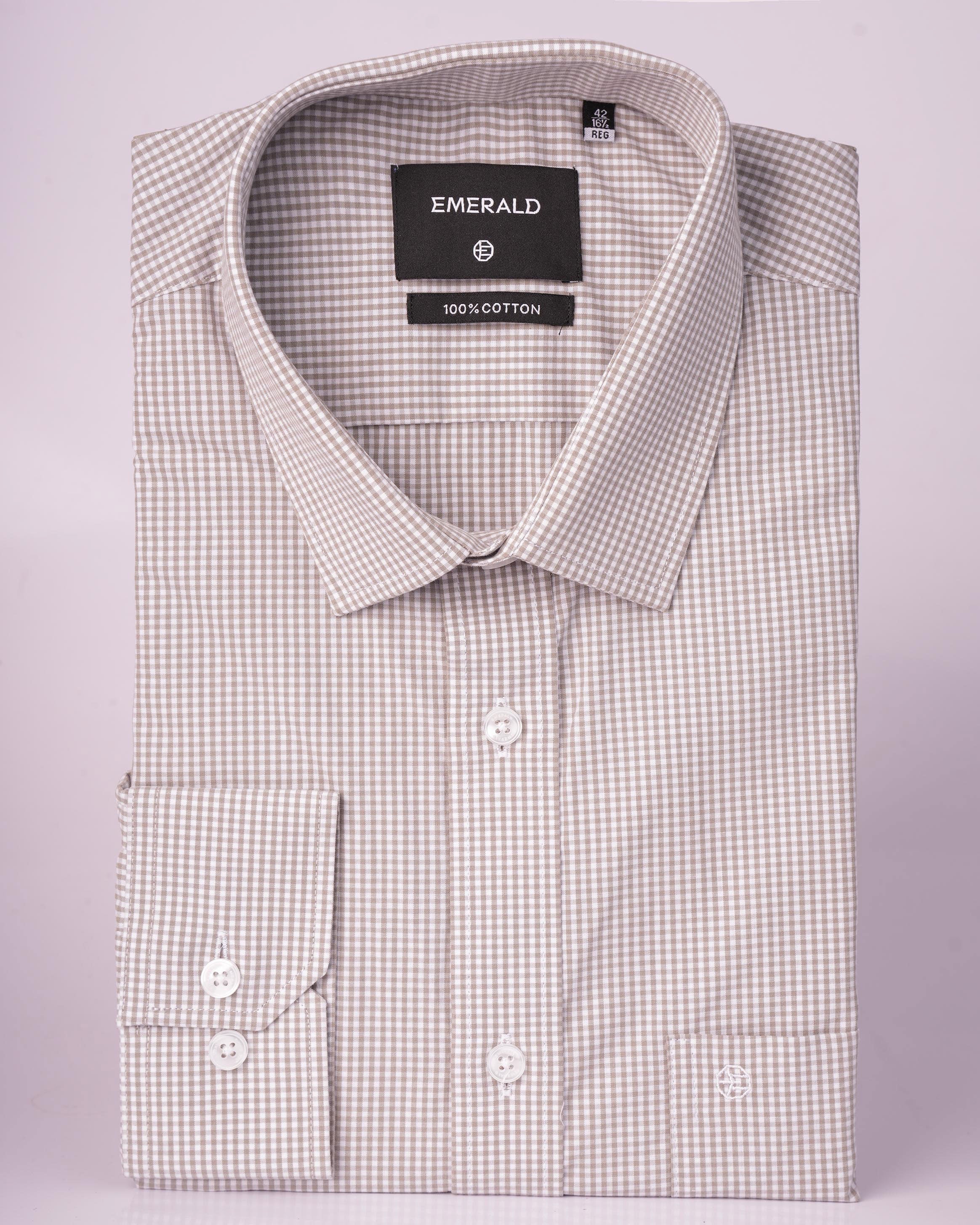 Emerald Formal Micro Checks Regular Fit - Dove