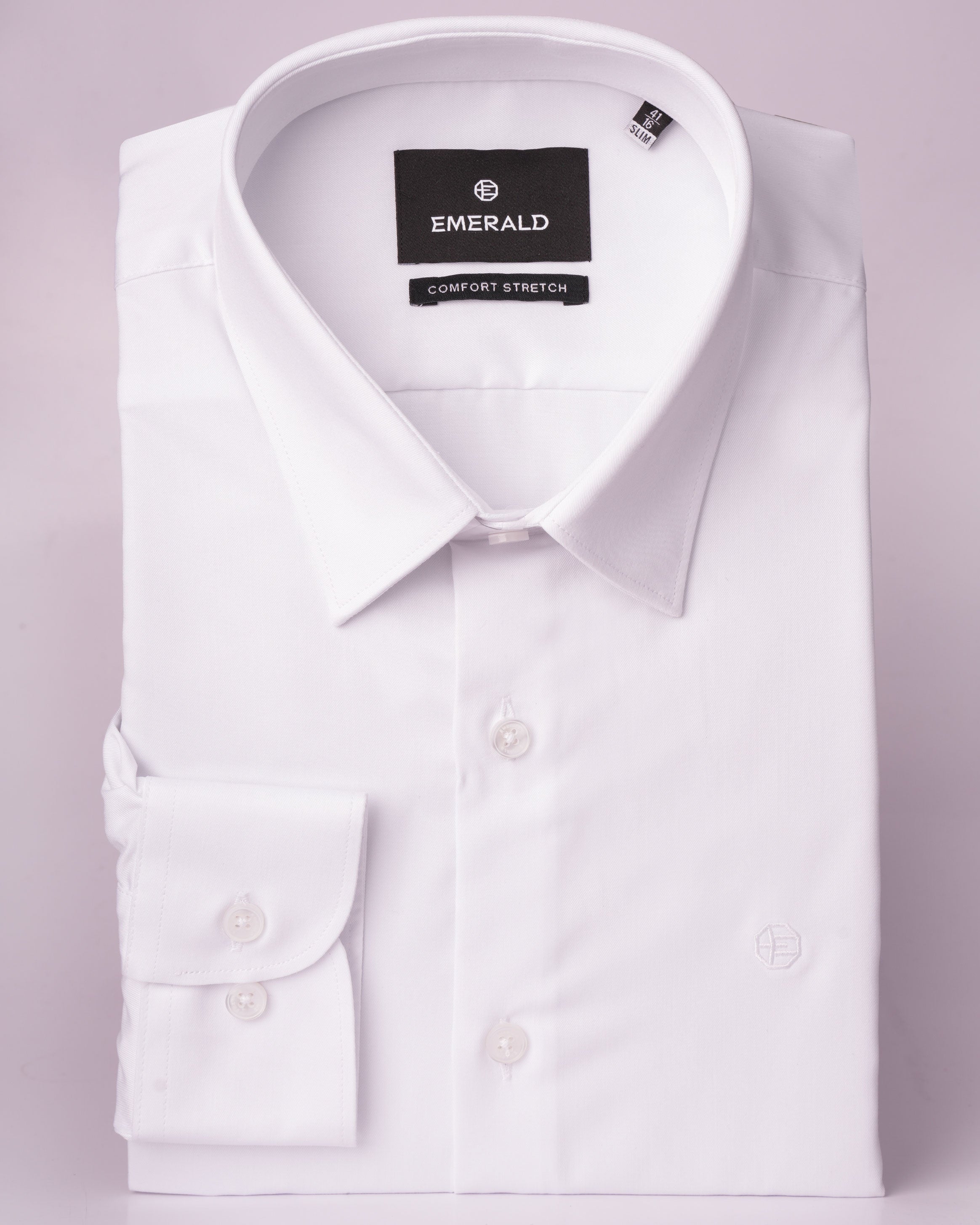 Emerald Formal Plain Slim Fit - White