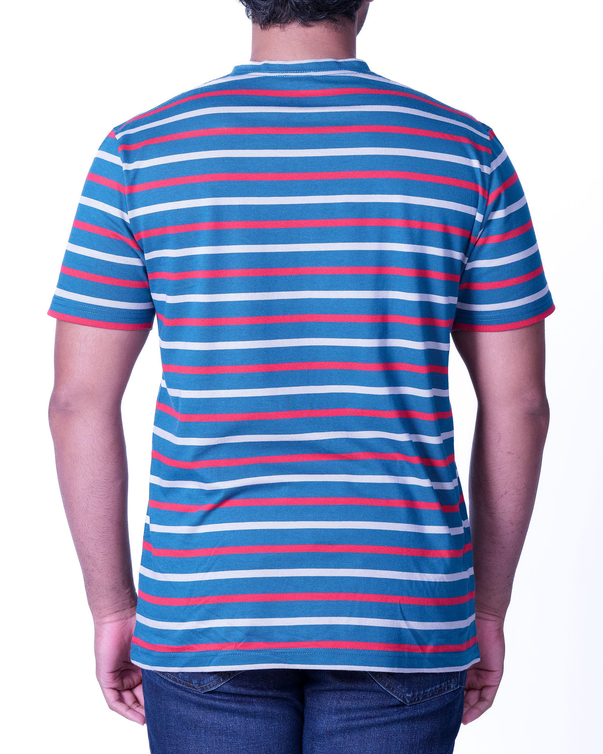 Emerald Crew Neck Stripe Slim Fit - Blue Faience