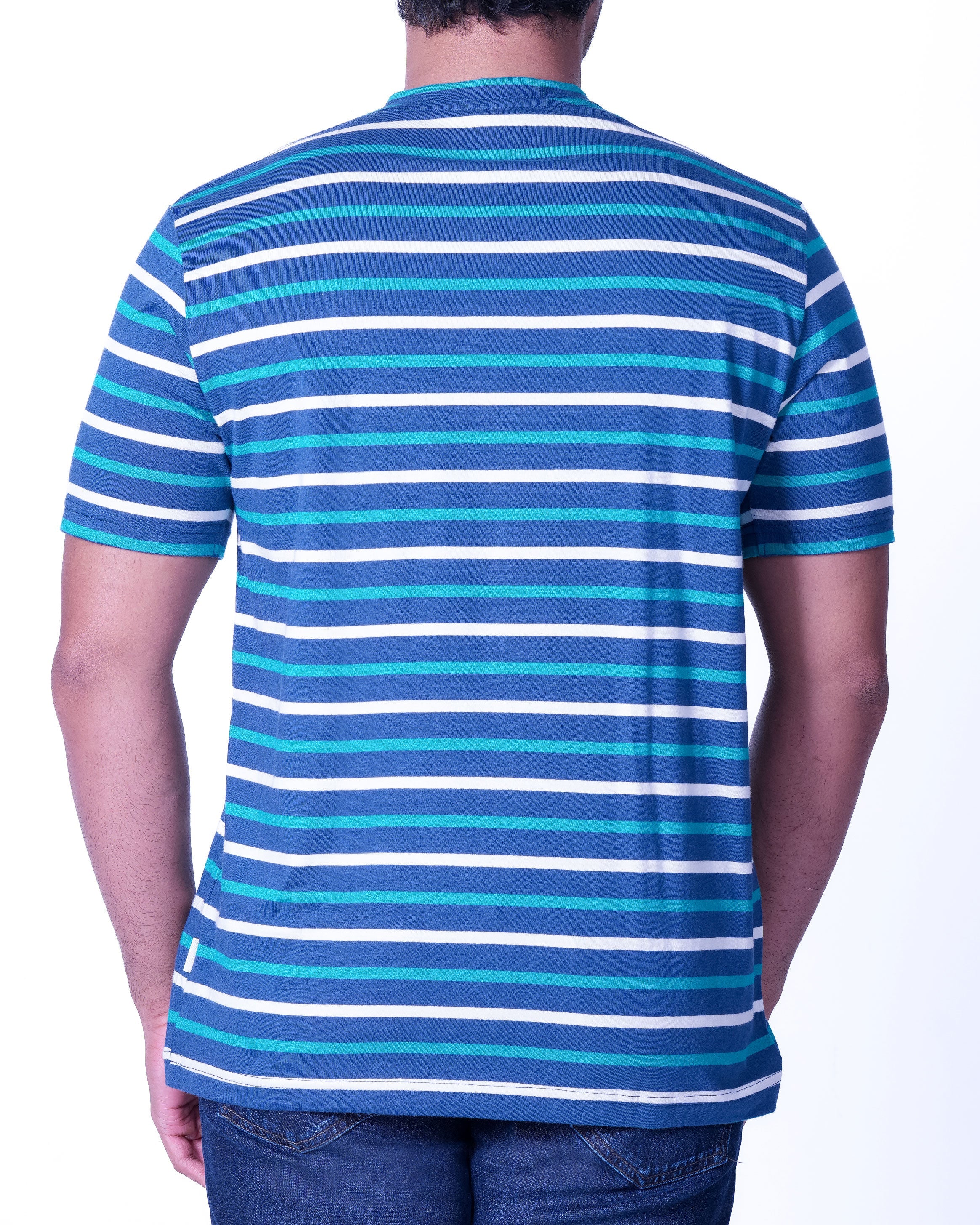 Emerald Crew Neck Stripe Slim Fit - Dark Blue